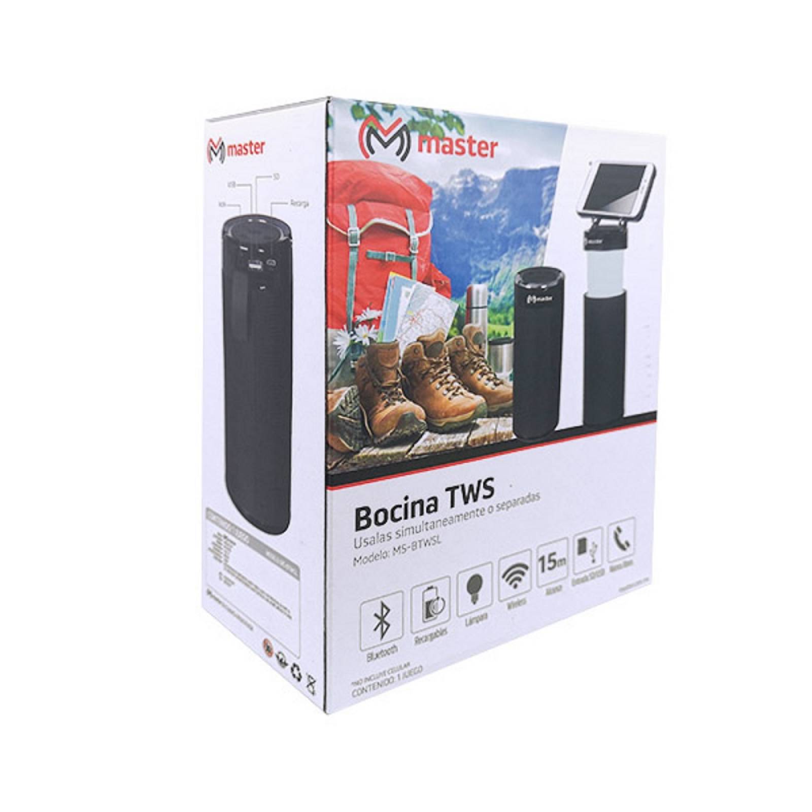 Bocinas Master bluetooth Luz LED recargable MS-BTWSL