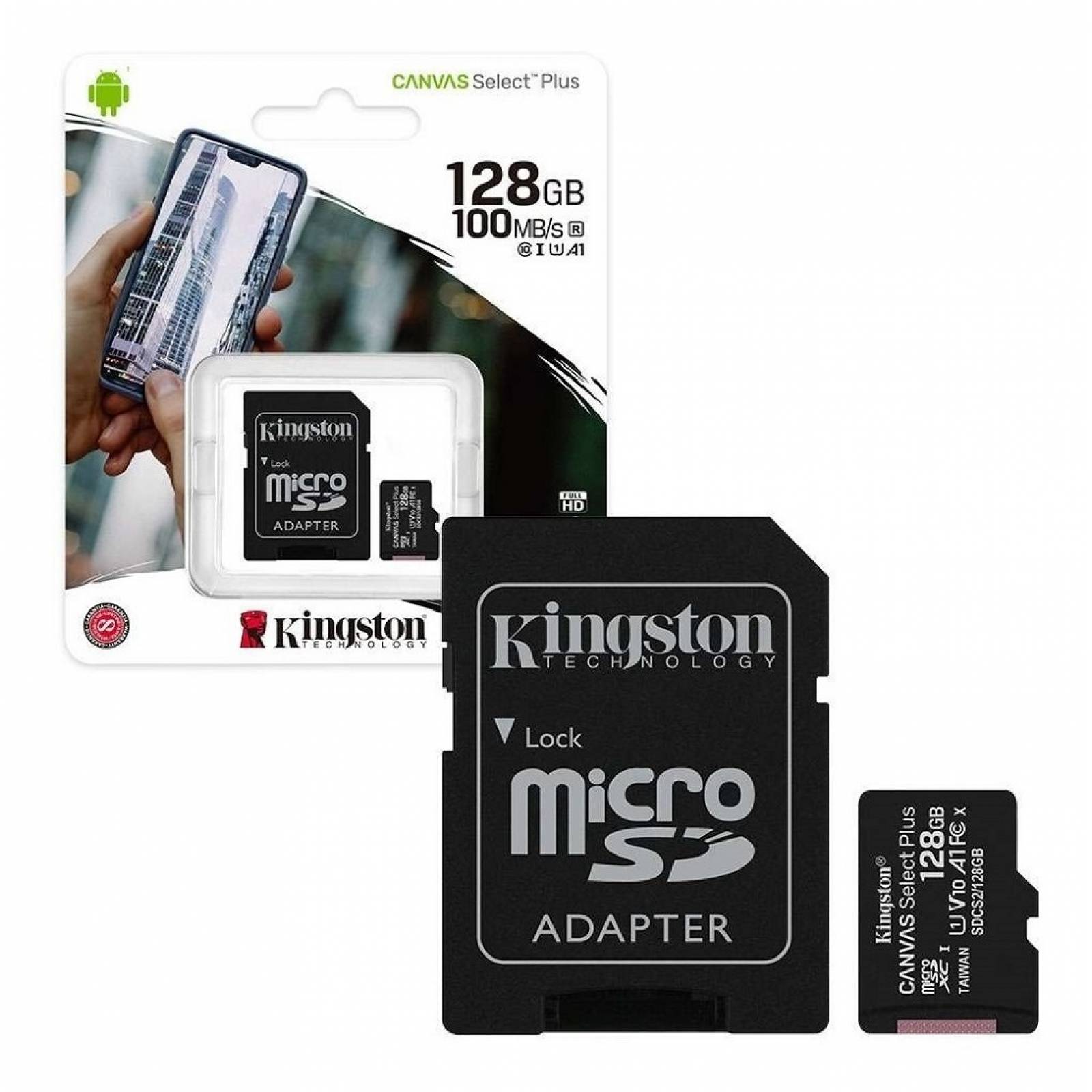 Карта памяти microsdxc kingston canvas select plus 128 гб sdcs2 128gbsp