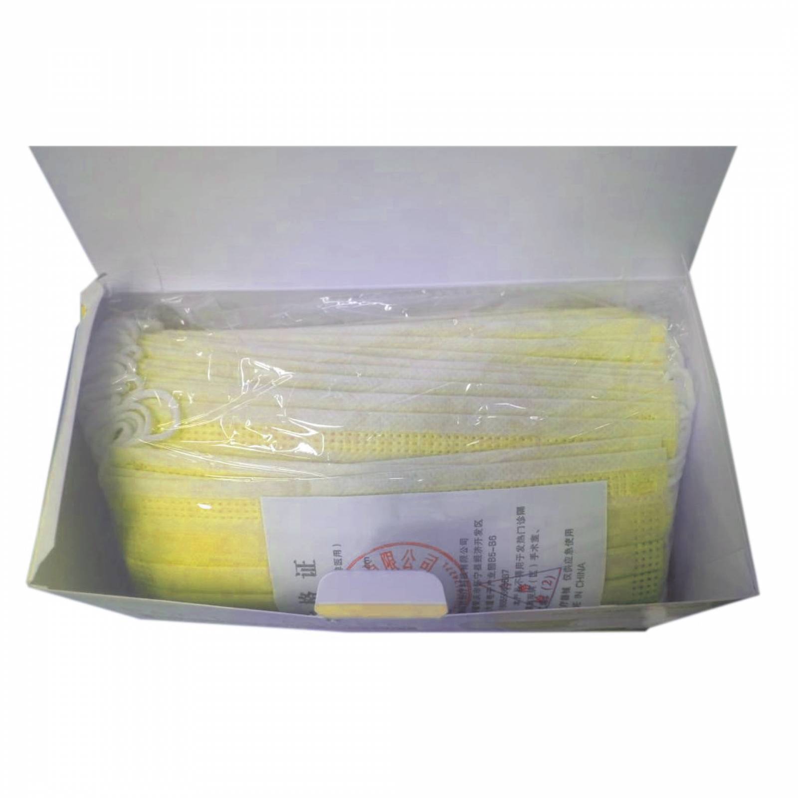 Paquete cubrebocas tricapa 50 piezas plisado amarillos