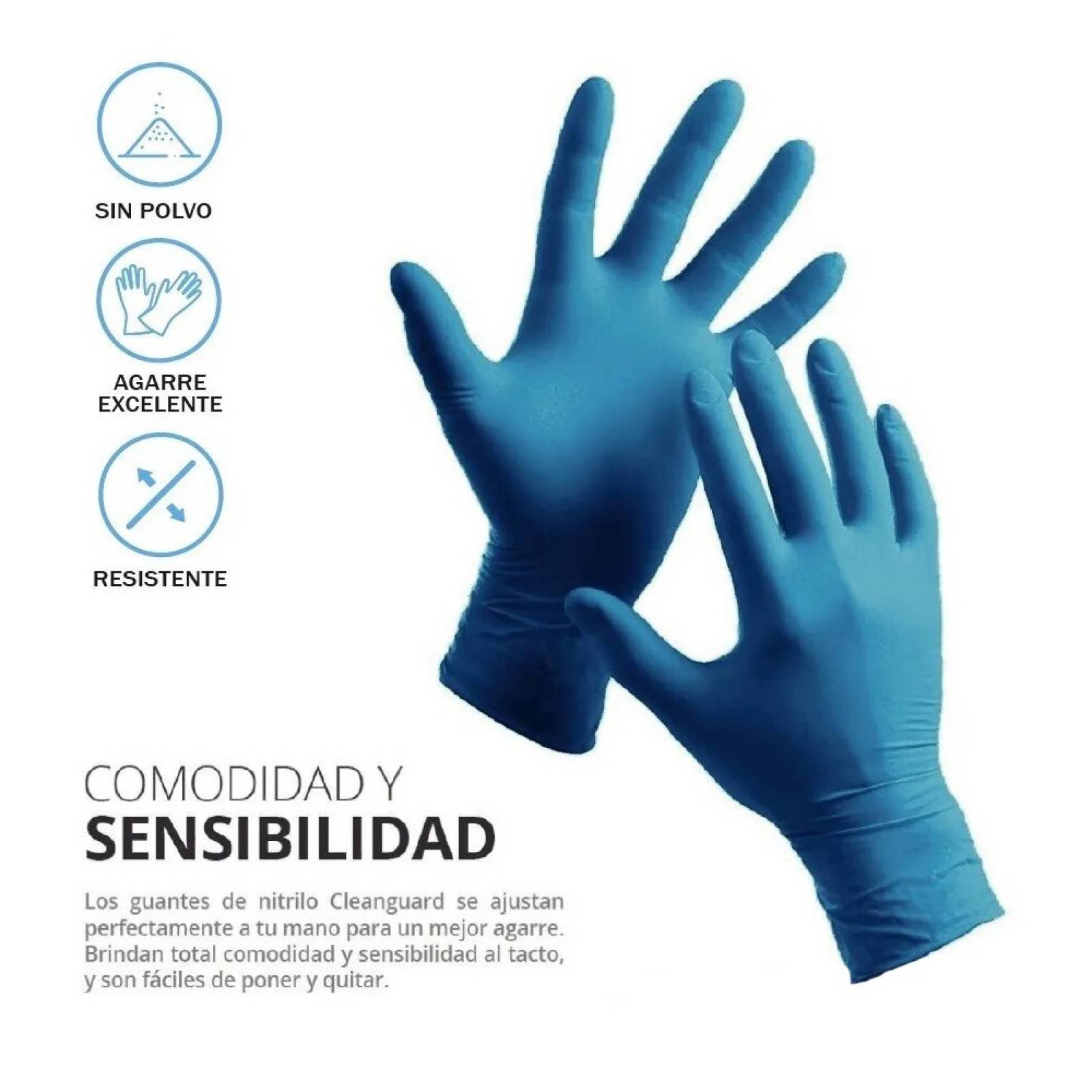 100 pzs guantes de nitrilo libre de latex y polvo talla L