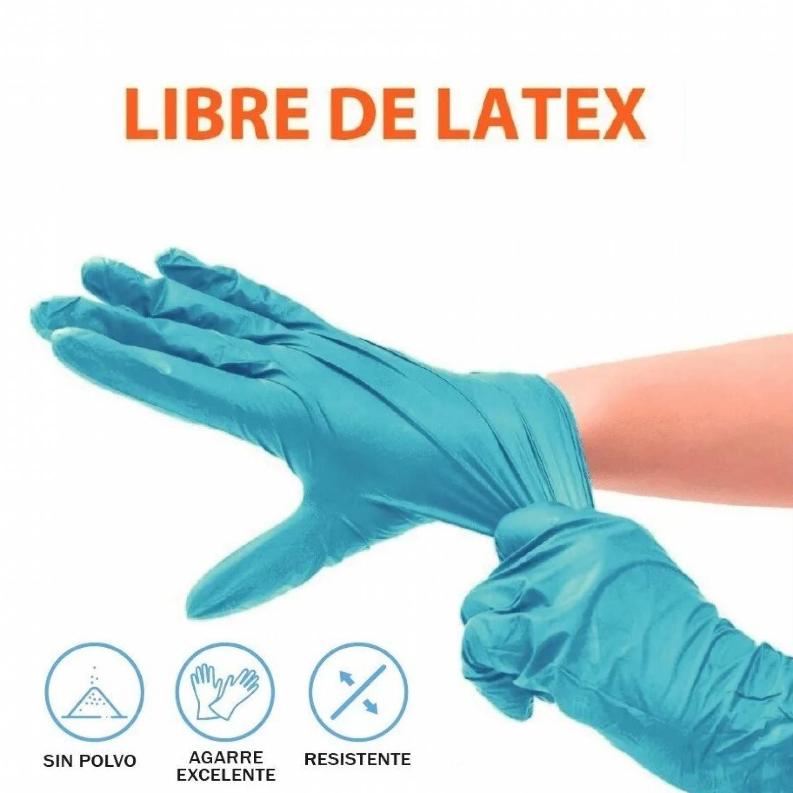 100 pzs guantes de nitrilo libre de latex y polvo talla L