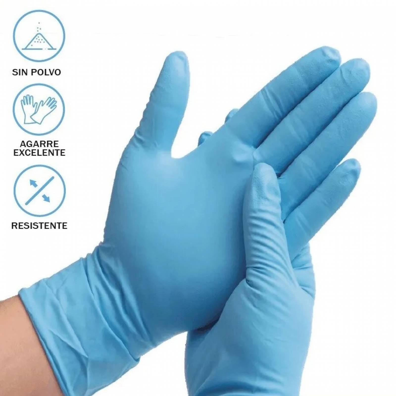 100 pzs guantes de nitrilo libre de latex y polvo talla L