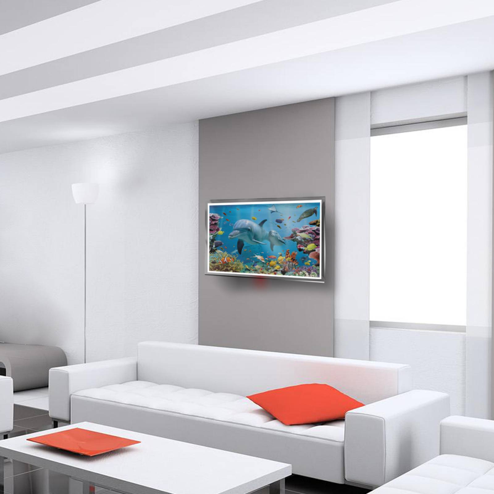 Calefactor de Panel infrarrojo en Cristal para Pared, California Wave Tropical Under Ocean de 380W 60x90, Mod: 100CaSol