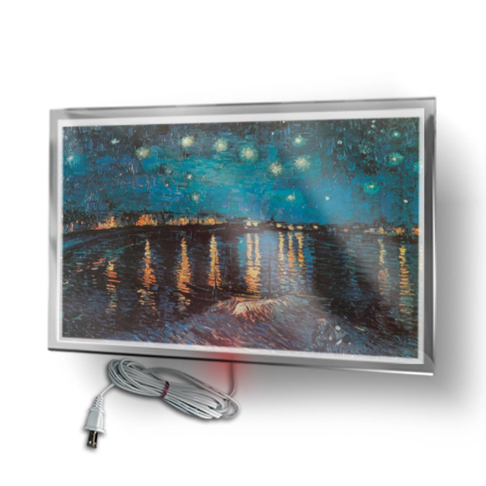 Calefactor de Panel infrarrojo en Cristal para Pared, California Wave Noche Estrellada Roda de 380W 60x90, Mod: 021CaSol