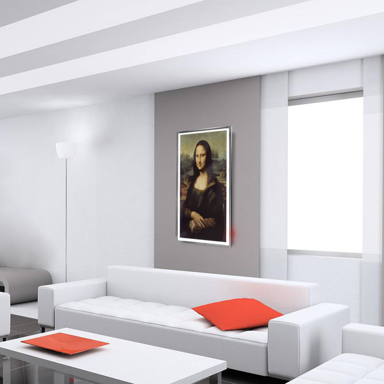 Calefactor de Panel infrarrojo en Cristal para Pared, California Wave Mona Lisa de 380W 60x90cm, Mod: 022CaSol