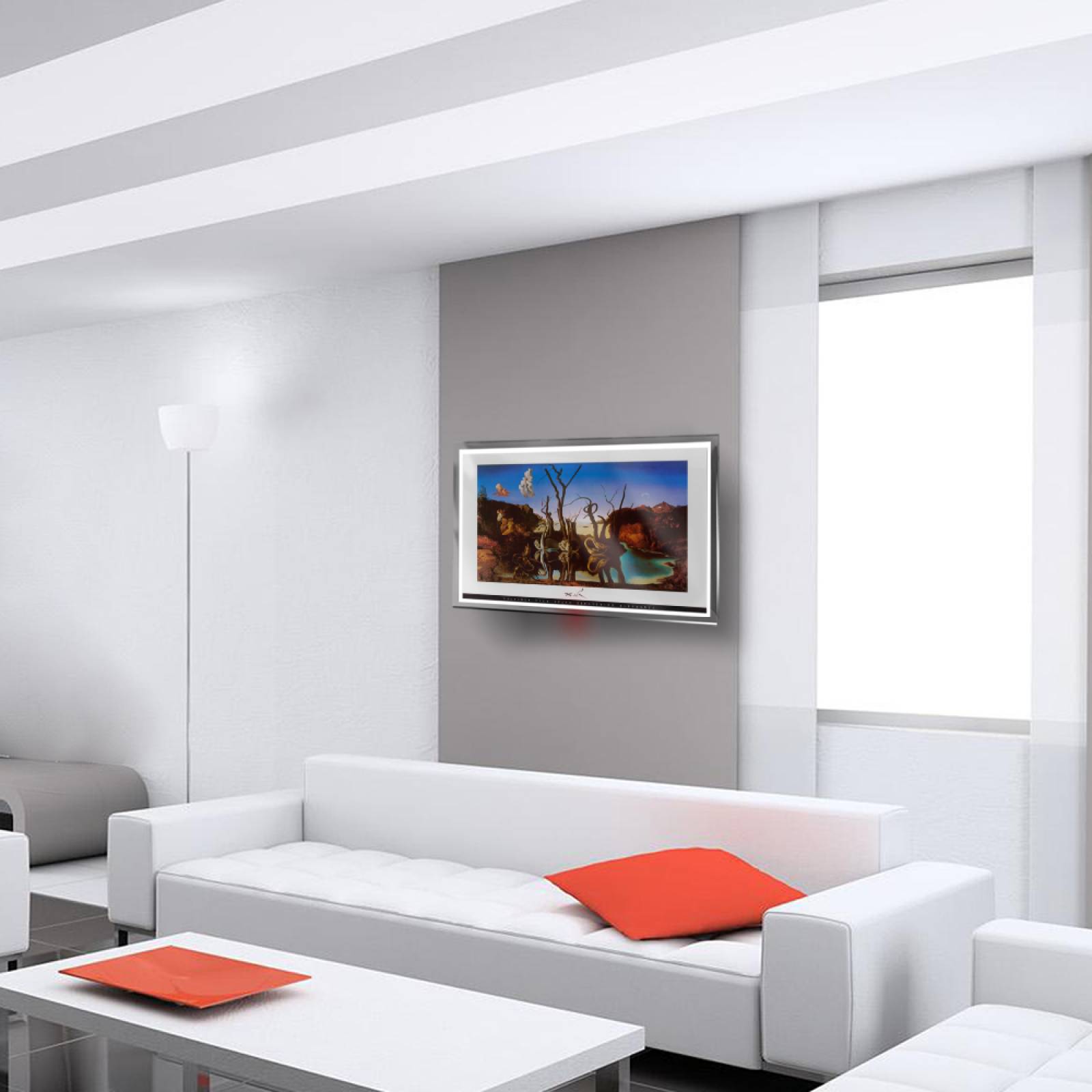 Calefactor de Panel infrarrojo en Cristal para Pared, California Wave Cisnes Elefantes de 380W 60x90, Mod: 029CaSol