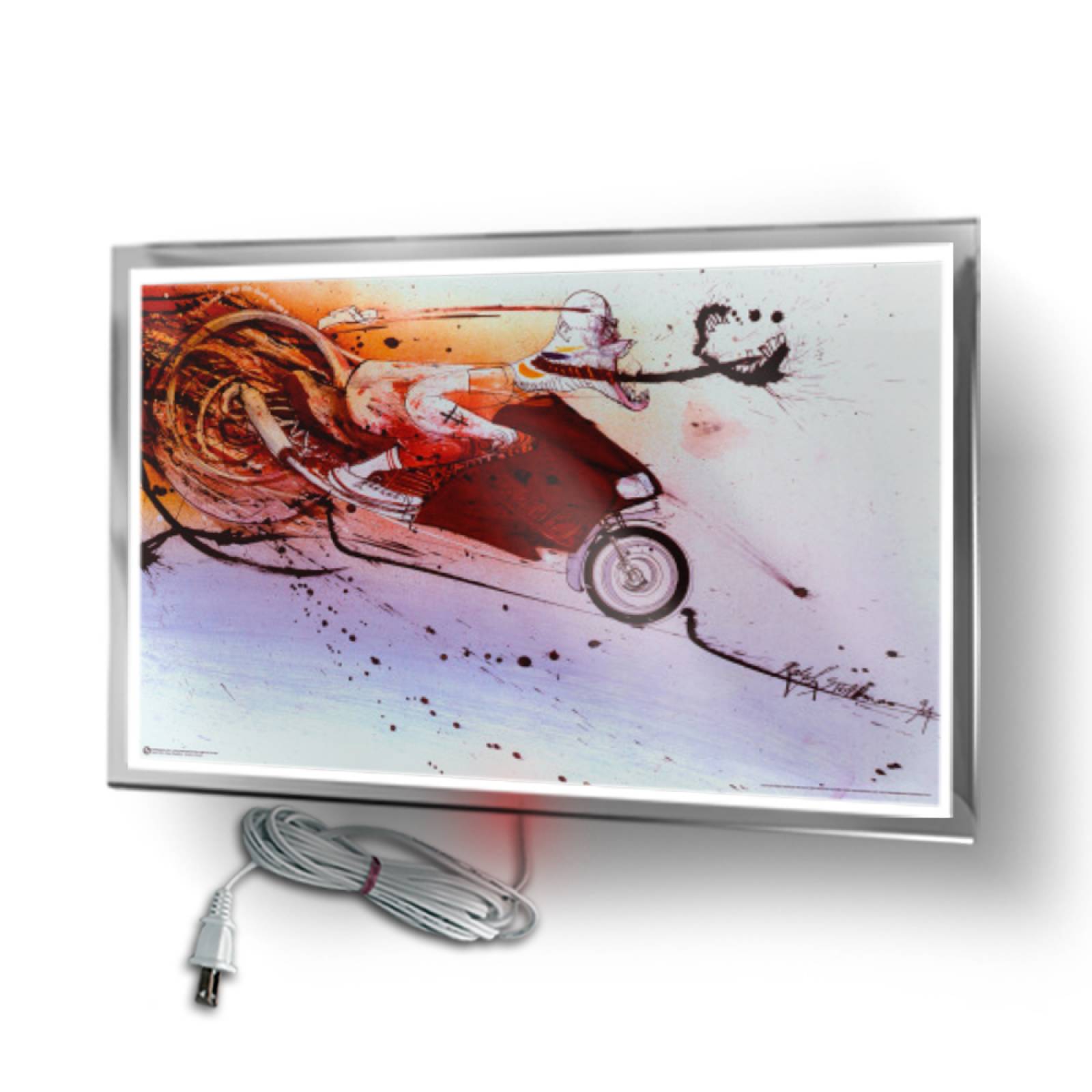 Calefactor de Panel infrarrojo en Cristal para Pared, California Wave Hunter on Ducati de 380W 60x90cm, Mod: 033CaSol