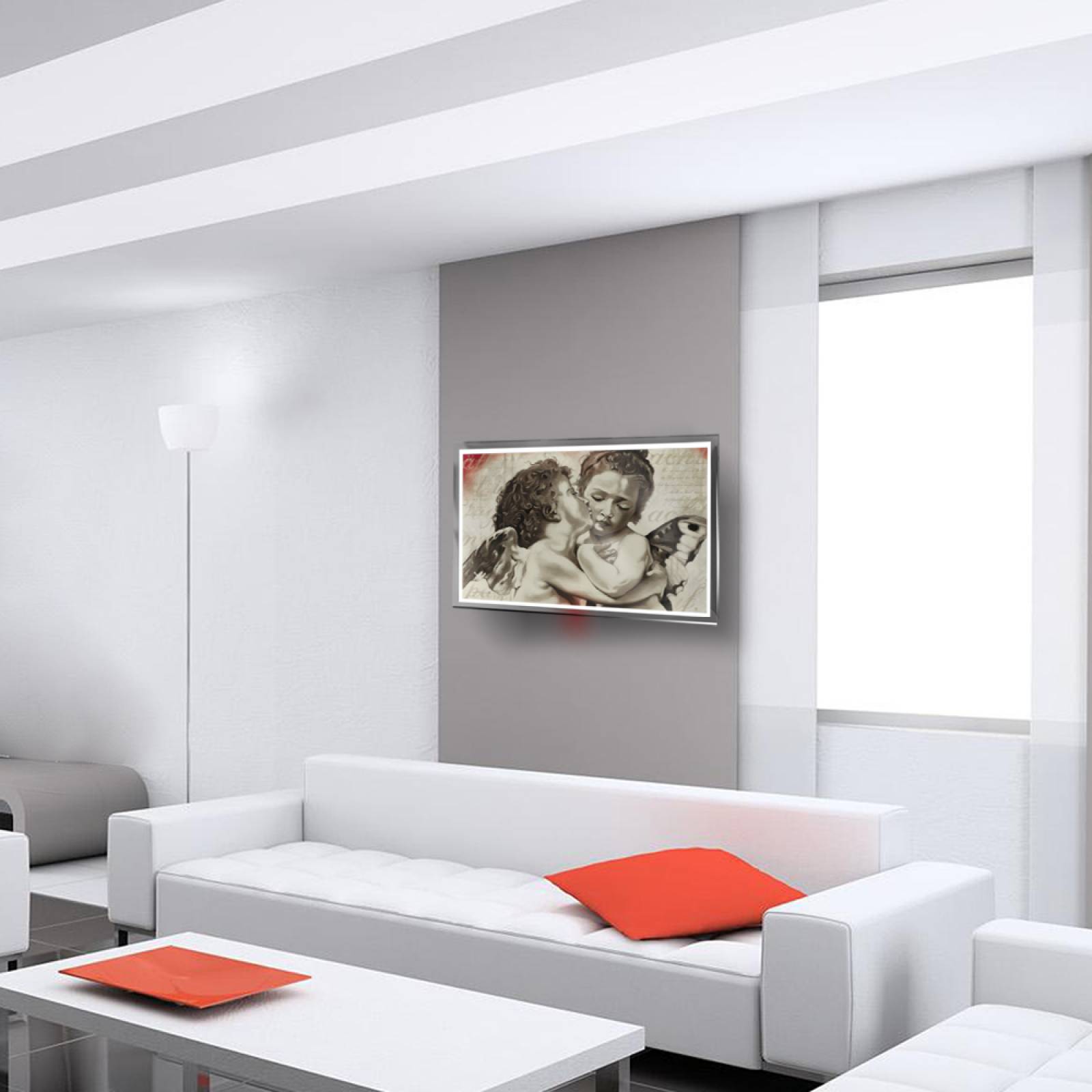 Calefactor de Panel infrarrojo en Cristal para Pared, California Wave Angeles de guarda de 380W 60x90cm, Mod: 093CaSol