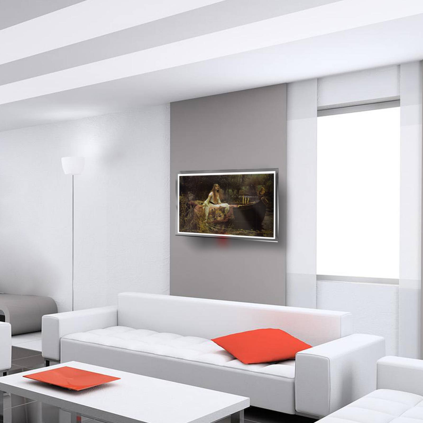 Calefactor de Panel infrarrojo en Cristal para Pared, California Wave The Lady of Shalott de 380W 60x90cm, Mod: 126CaSol
