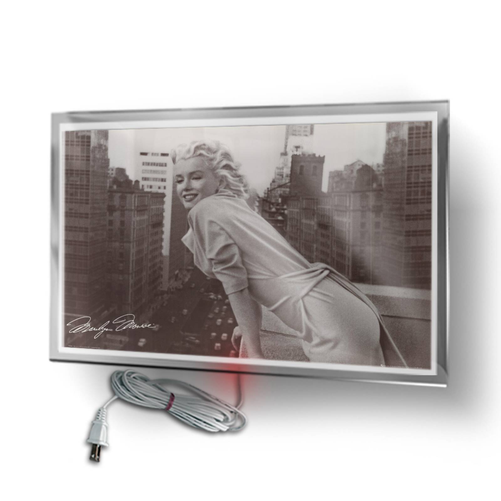 Calefactor de Panel infrarrojo en Cristal para Pared, California Wave Marilyn Monroe Balcón de 380W 60x90, Mod: 077CaSol