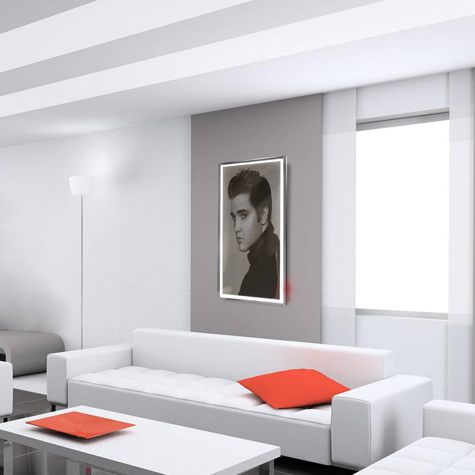 Calefactor de Panel infrarrojo en Cristal para Pared, California Wave Elvis Presley de 380W 60x90cm, Mod: 080CaSol