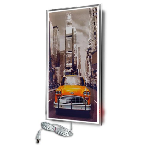 Calefactor de Panel infrarrojo en Cristal para Pared, California Wave Taxi de Nueva York 1 de 380W 60x90, Mod: 042CaSol
