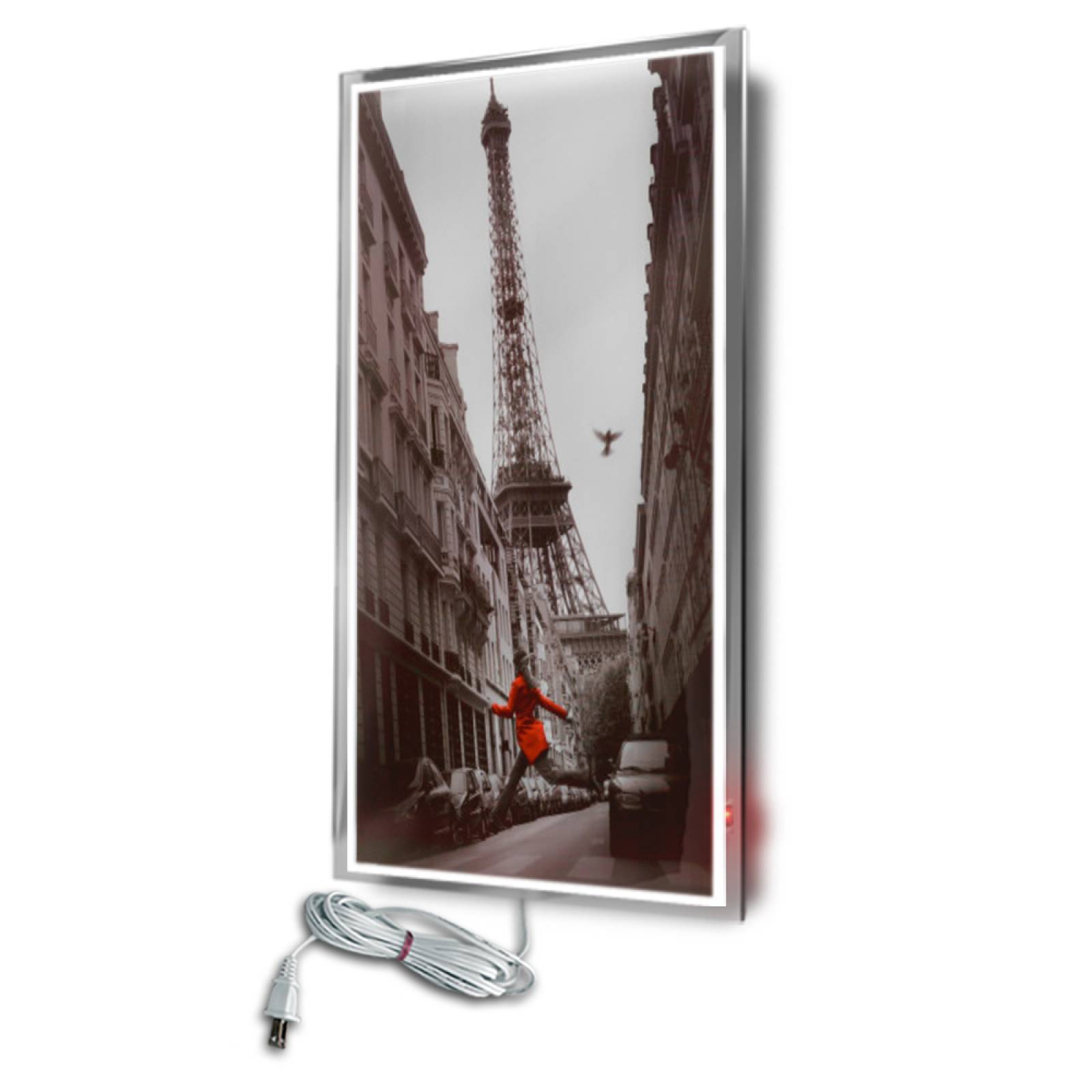 Calefactor de Panel infrarrojo en Cristal para Pared, California Wave Veste Rouge de 380W 60x90cm, Mod: 046CaSol