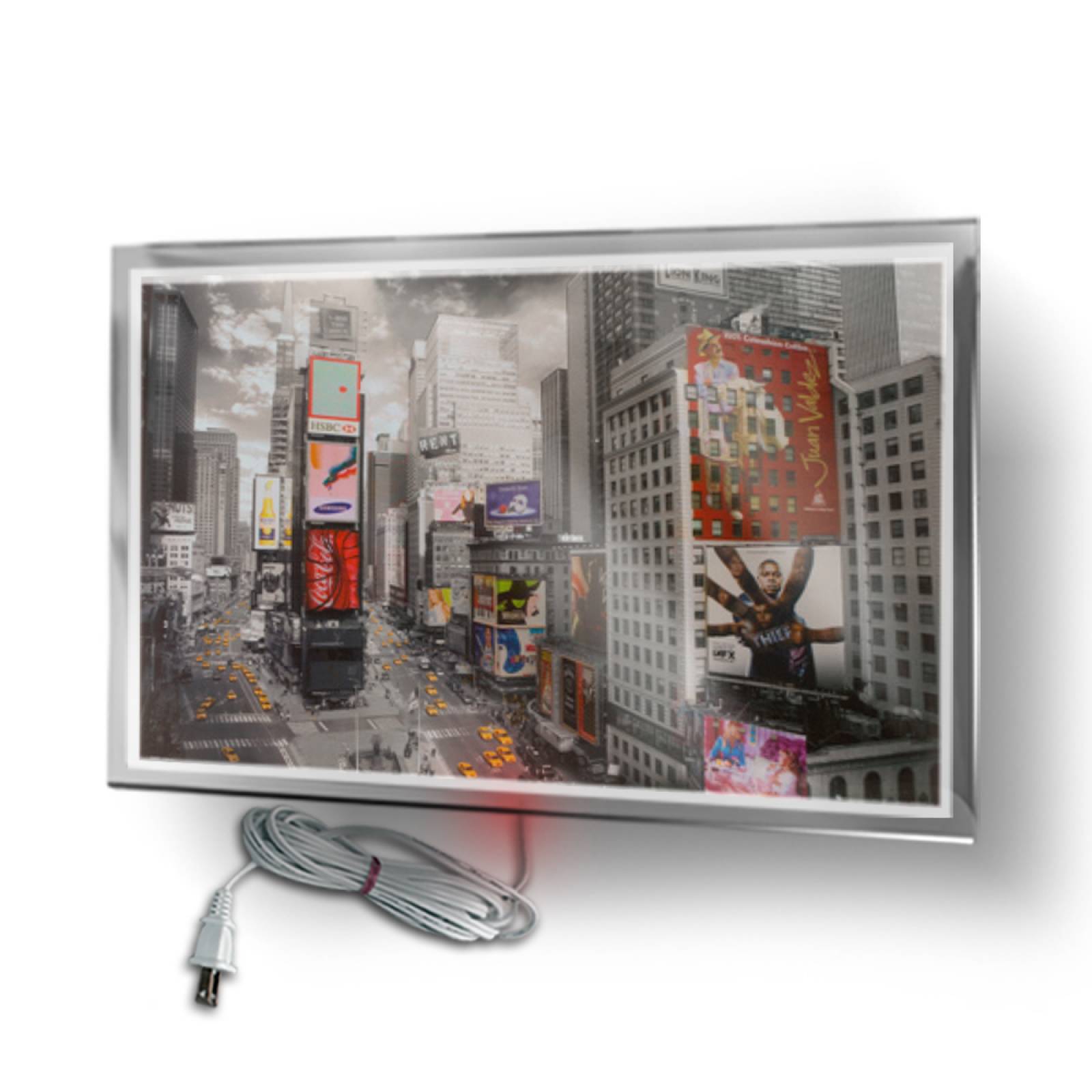 Calefactor de Panel infrarrojo en Cristal para Pared, California Wave Times square Aerial de 380W 60x90cm, Mod: 062CaSol