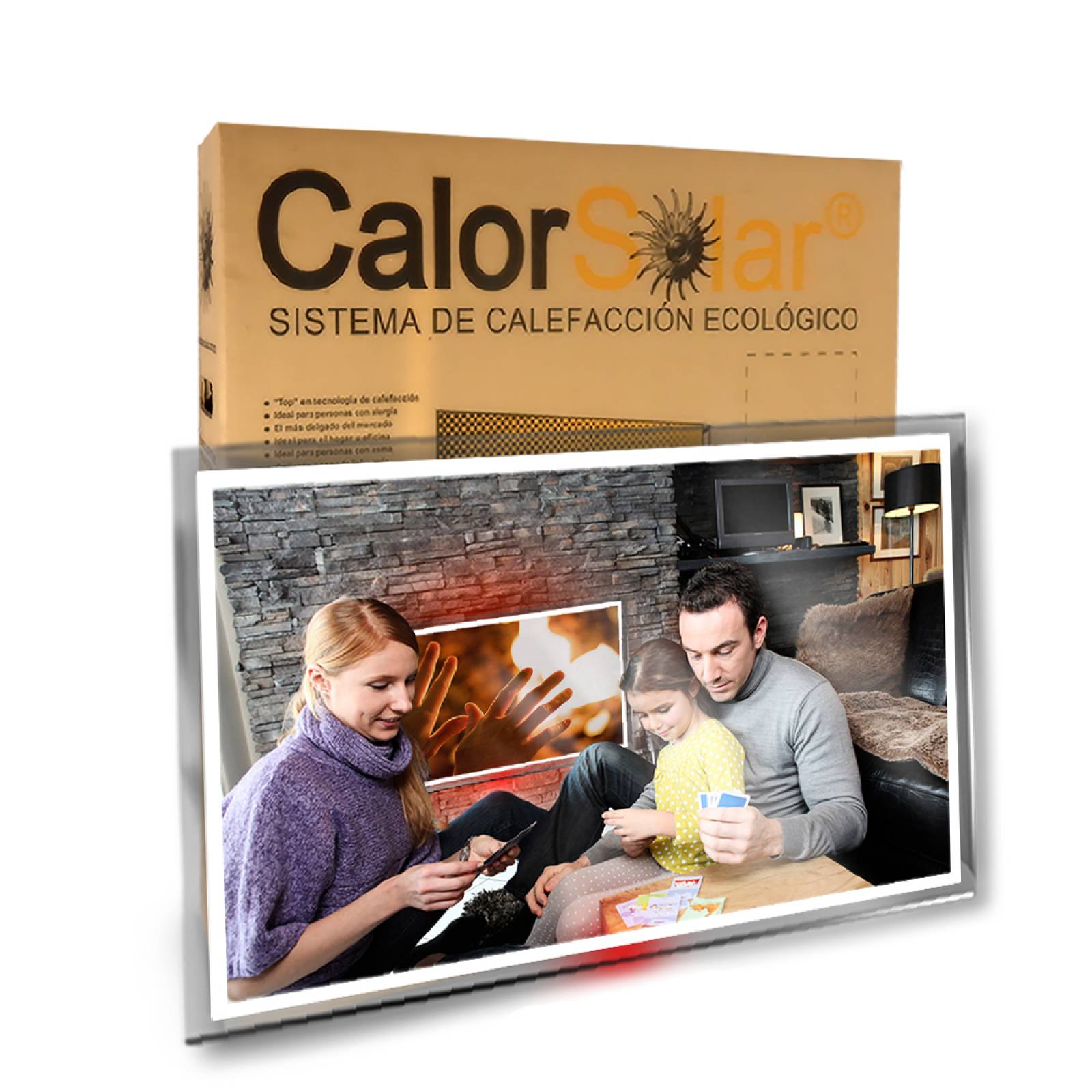Calefactor de Panel infrarrojo en Cristal para Pared, California Wave Hildenbrandt Yellow de 380W 60x90cm, Mod: 004CaSol
