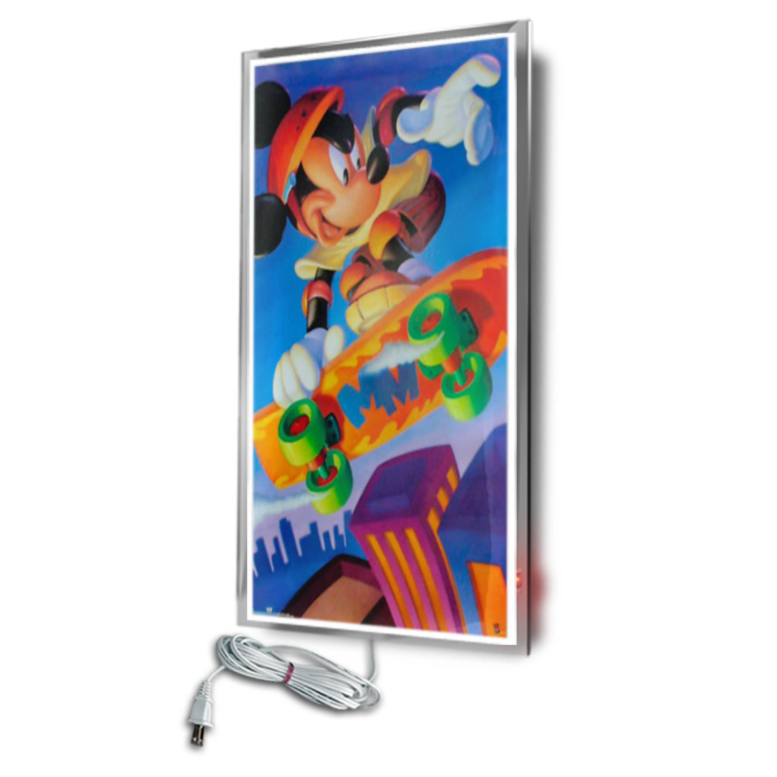 Calefactor de Panel infrarrojo en Cristal para Pared, California Wave Mickey Mouse Skate de 380W 60x90cm, Mod: 001CaSol