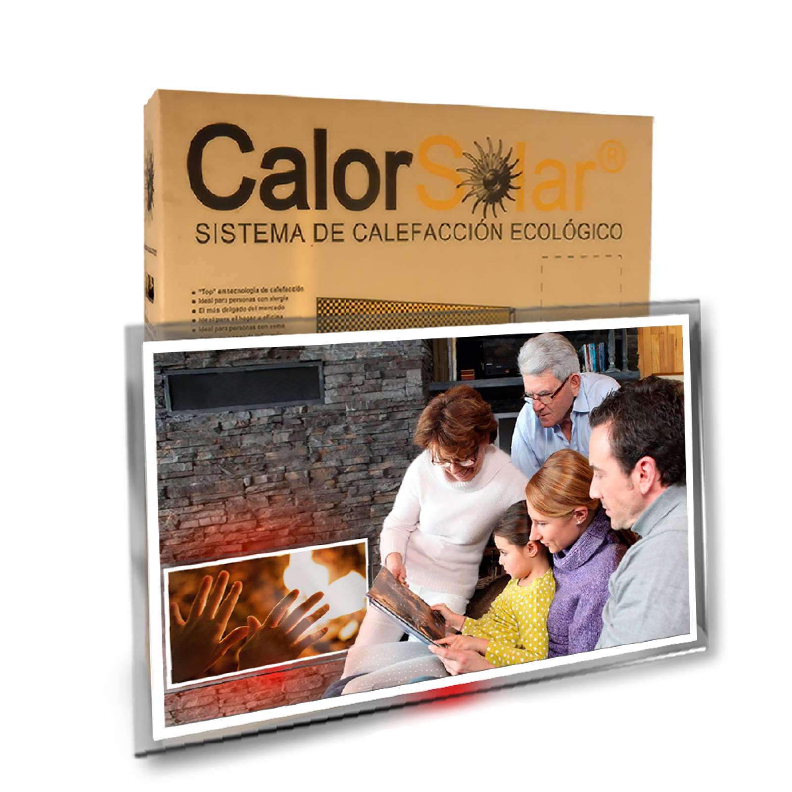 Calefactor de Panel infrarrojo en Cristal para Pared, California Wave Sistema solar de 380W 60x90cm, Mod: 065CaSol