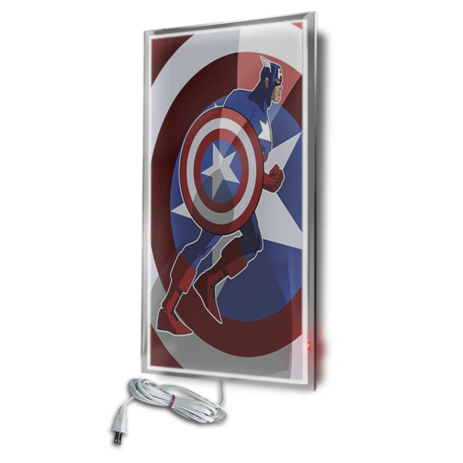 Calefactor de Panel infrarrojo en Cristal para Pared, California Wave Capitán América de 380W 60x90cm, Mod: 135CaSol