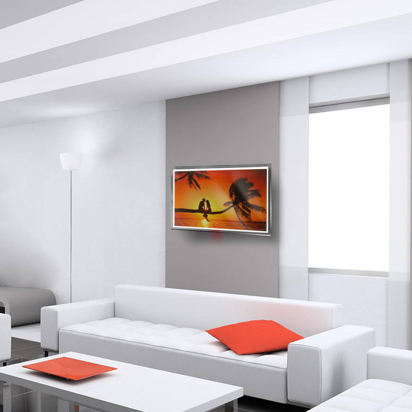 Calefactor de Panel infrarrojo en Cristal para Pared, California Wave Summer Love de 380W 60x90cm, Mod: 007CaSol