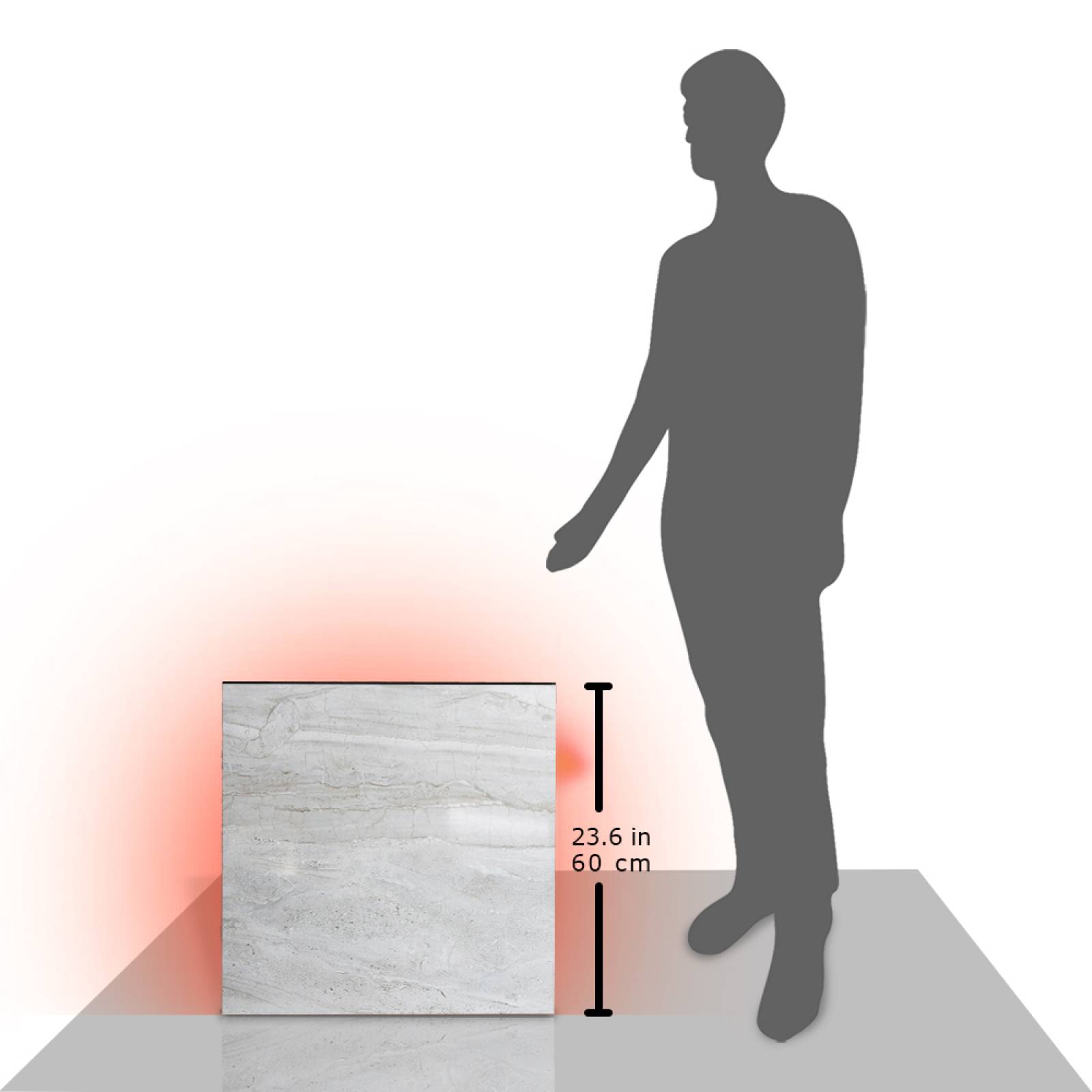 Calefactor de Panel infrarrojo en Porcelanato para Pared, Vegas Wave Marble de 380W 60x60cm, Mod: 332CaSol