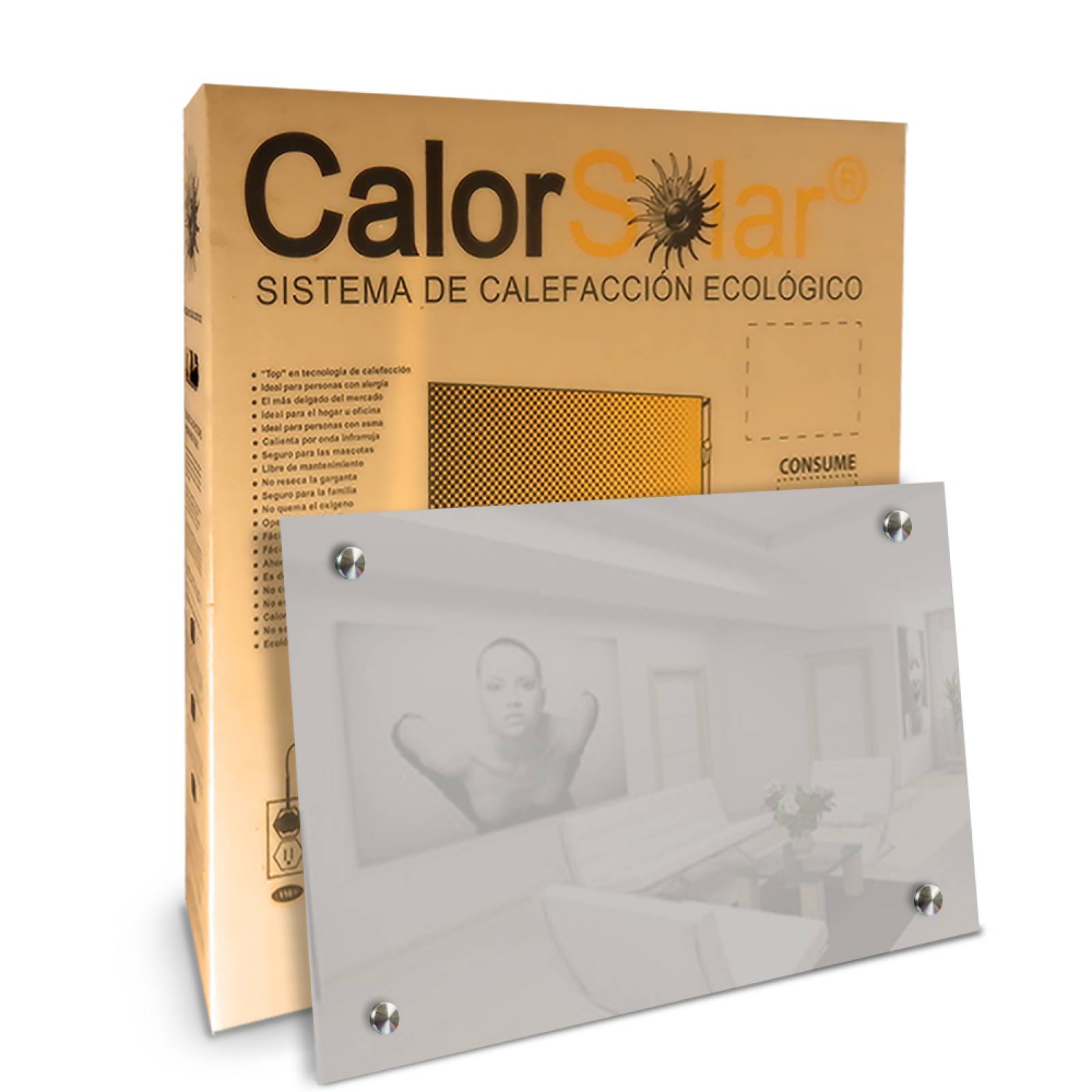 Calefactor de Panel infrarrojo en Cristal para Techo, Arizona Wave White Star de 660W 60x90cm, Mod: 343CaSol-TB4