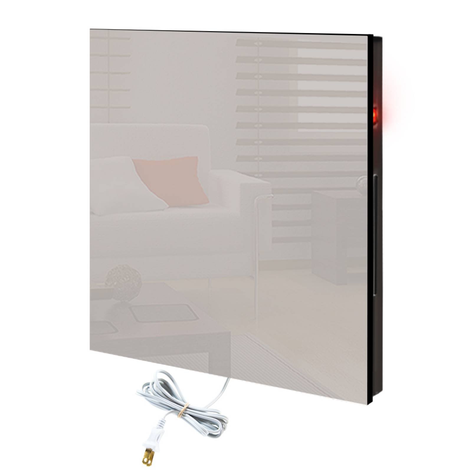Calefactor de Panel infrarrojo en Cristal para Pared, Miami Wave White Angel de 380W 60x60cm, Mod: 342CaSol-B