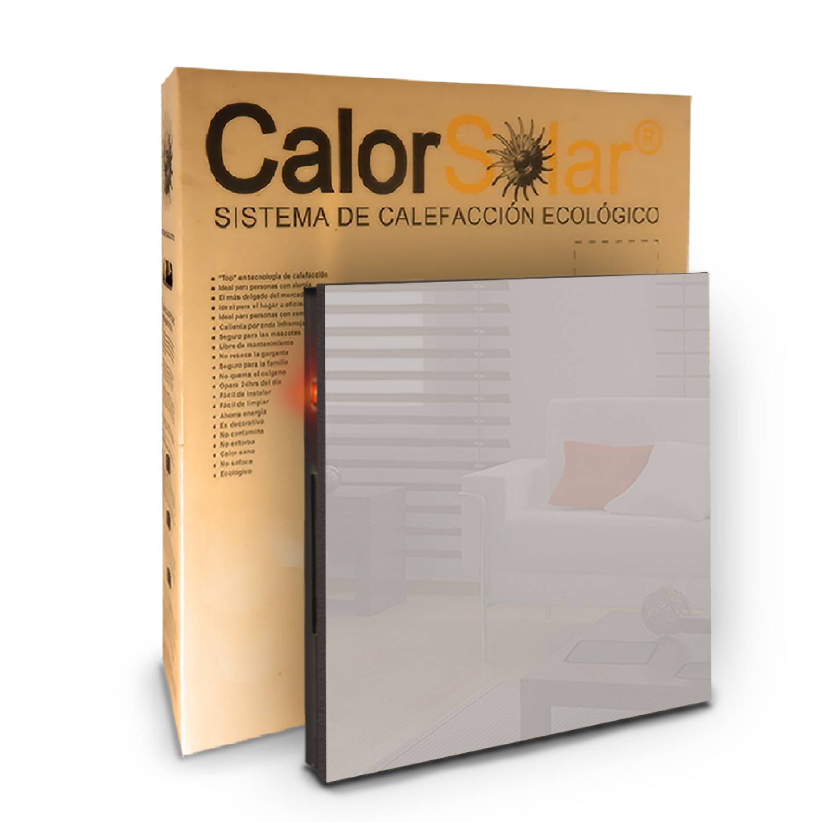 Calefactor de Panel infrarrojo en Cristal para Pared, Miami Wave White Angel de 380W 60x60cm, Mod: 342CaSol-B