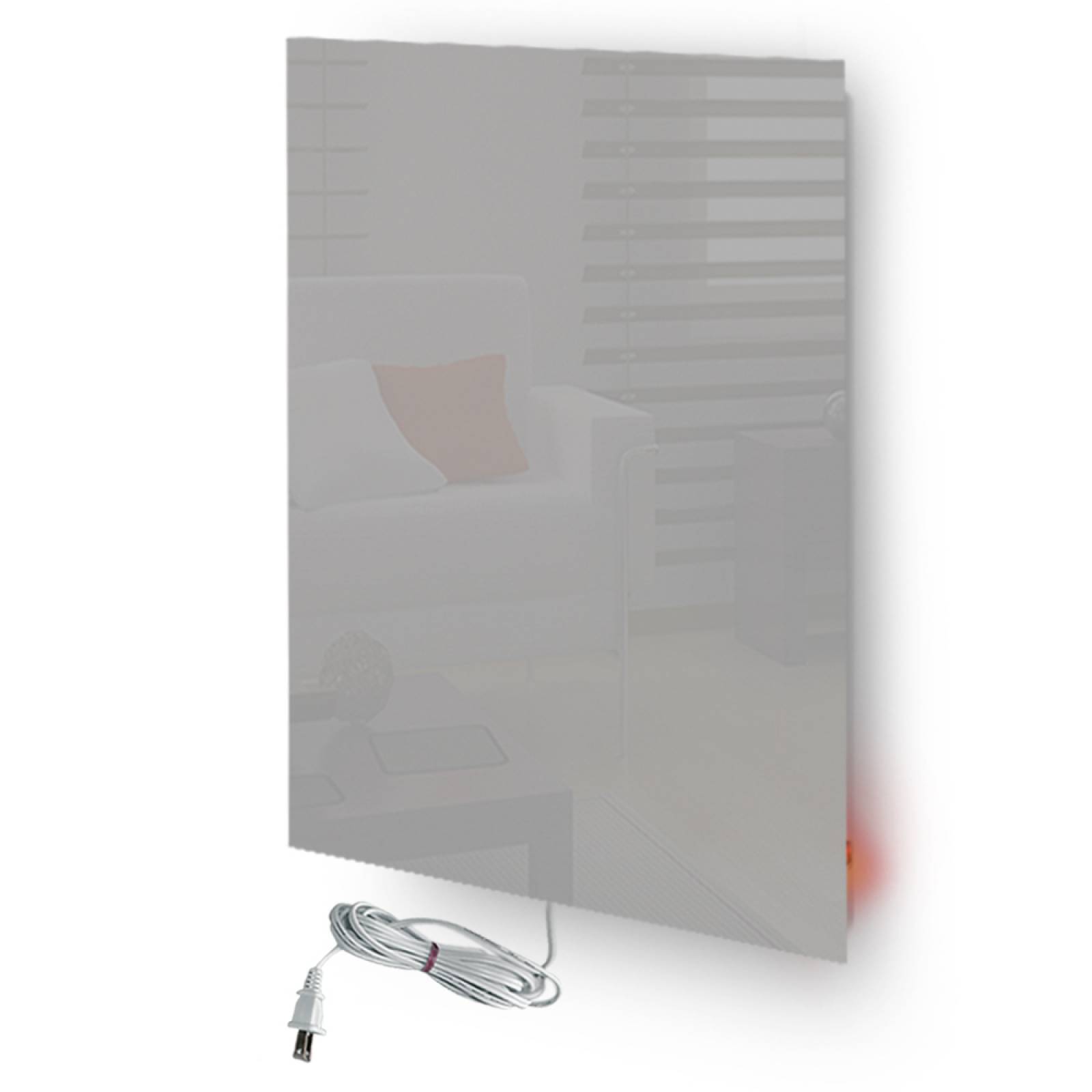 Calefactor de Panel infrarrojo en Cristal Vertical para Pared, Miami Wave White Angel de 550W 60x90cm, Mod: 343CaSol-B3v