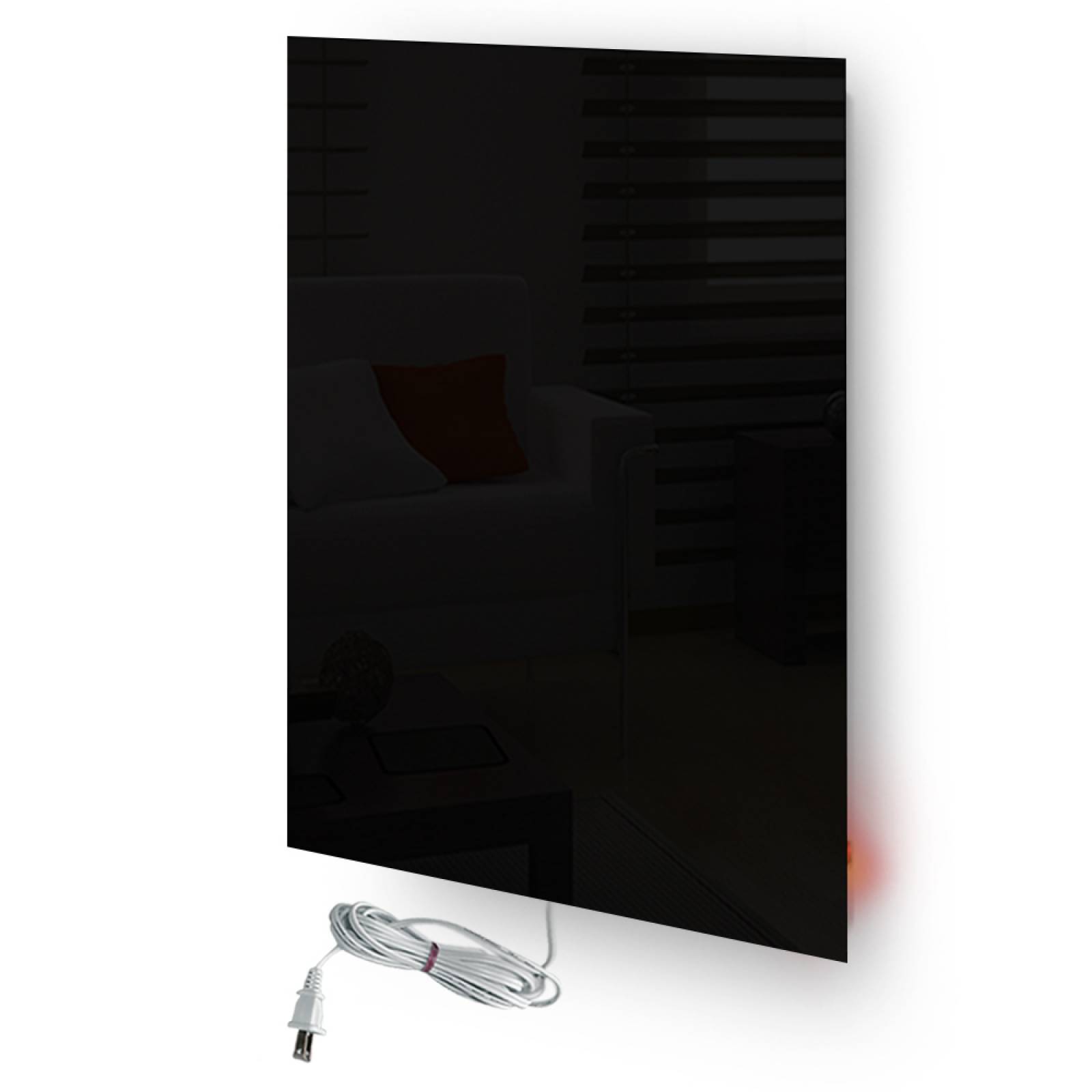 Calefactor de Panel infrarrojo en Cristal Vertical para Pared, Miami Wave Black Devil de 550W 60x90cm, Mod: 343CaSol-N3v