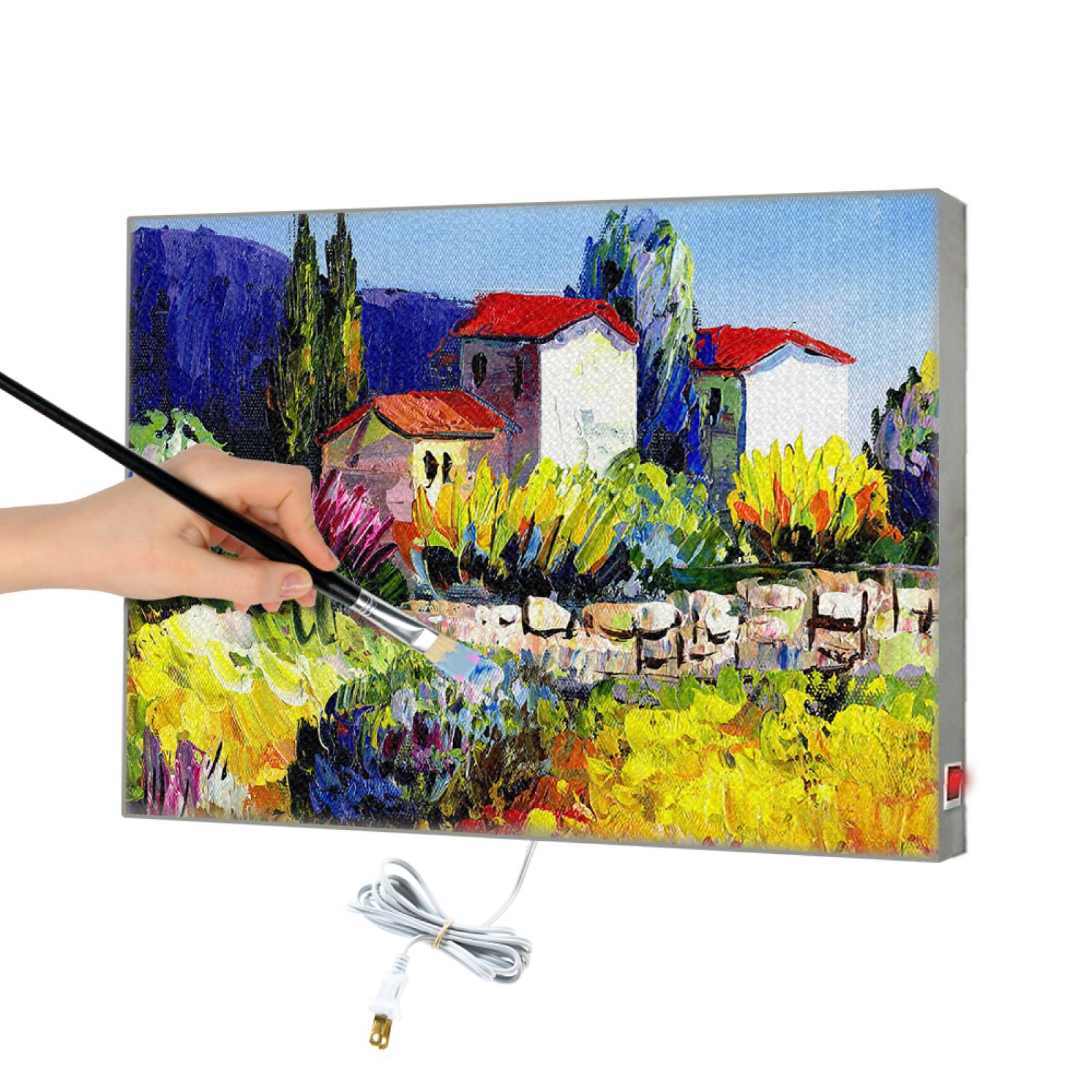 Calefactor de Panel infrarrojo en Tela para Pared, Paris Wave Lienzo para Pintar Horizontal de 280W 46x66cm, Mod: 370CaSol-C1
