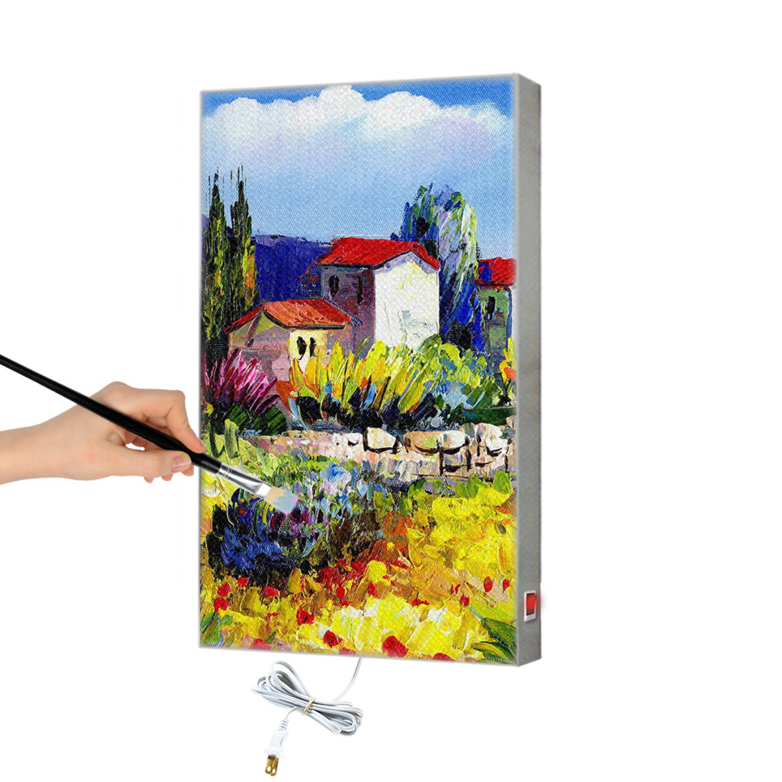 Calefactor de Panel infrarrojo en Tela para Pared, Paris Wave Lienzo para Pintar Vertical de 280W 46x66cm, Mod: 371CaSol-C1