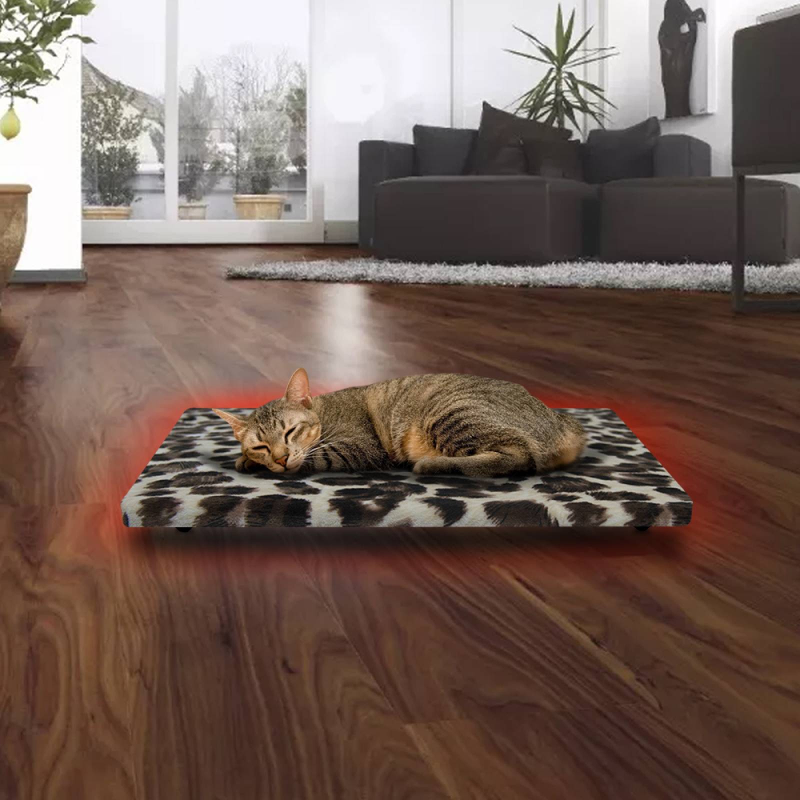 Cama Calefaccionada para Gatos y Mascotas, Pet Wave Pet Lover Black Leopard de 32/48ºC 38/76W 50x40cm, Mod: 2CSPLBL