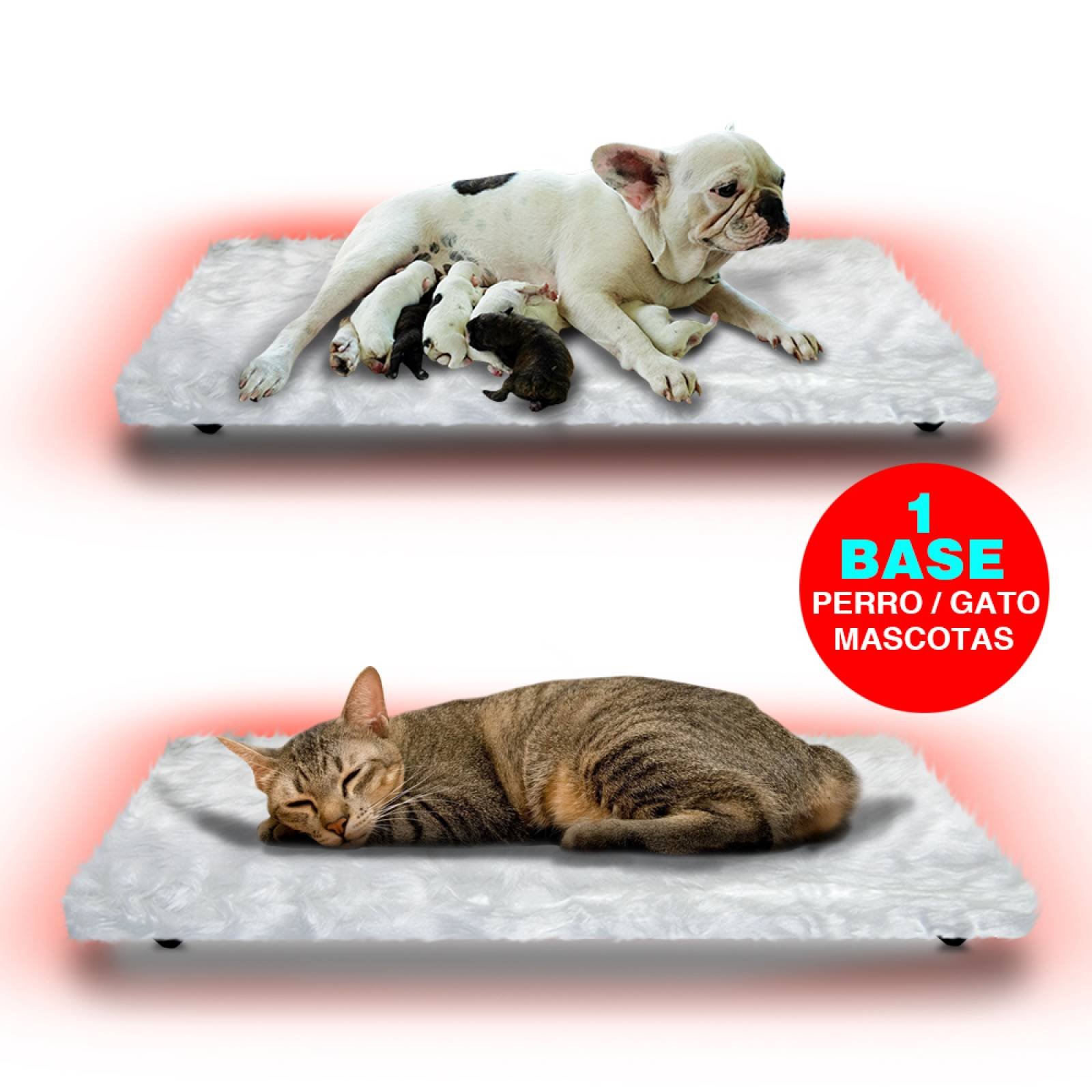 Cama Calefaccionada para Perros, Gatos y Mascotas, Pet Wave Pet Lover White & Soft de 32/48ºC 38/76W 50x40cm, Mod: 2CSPLWS