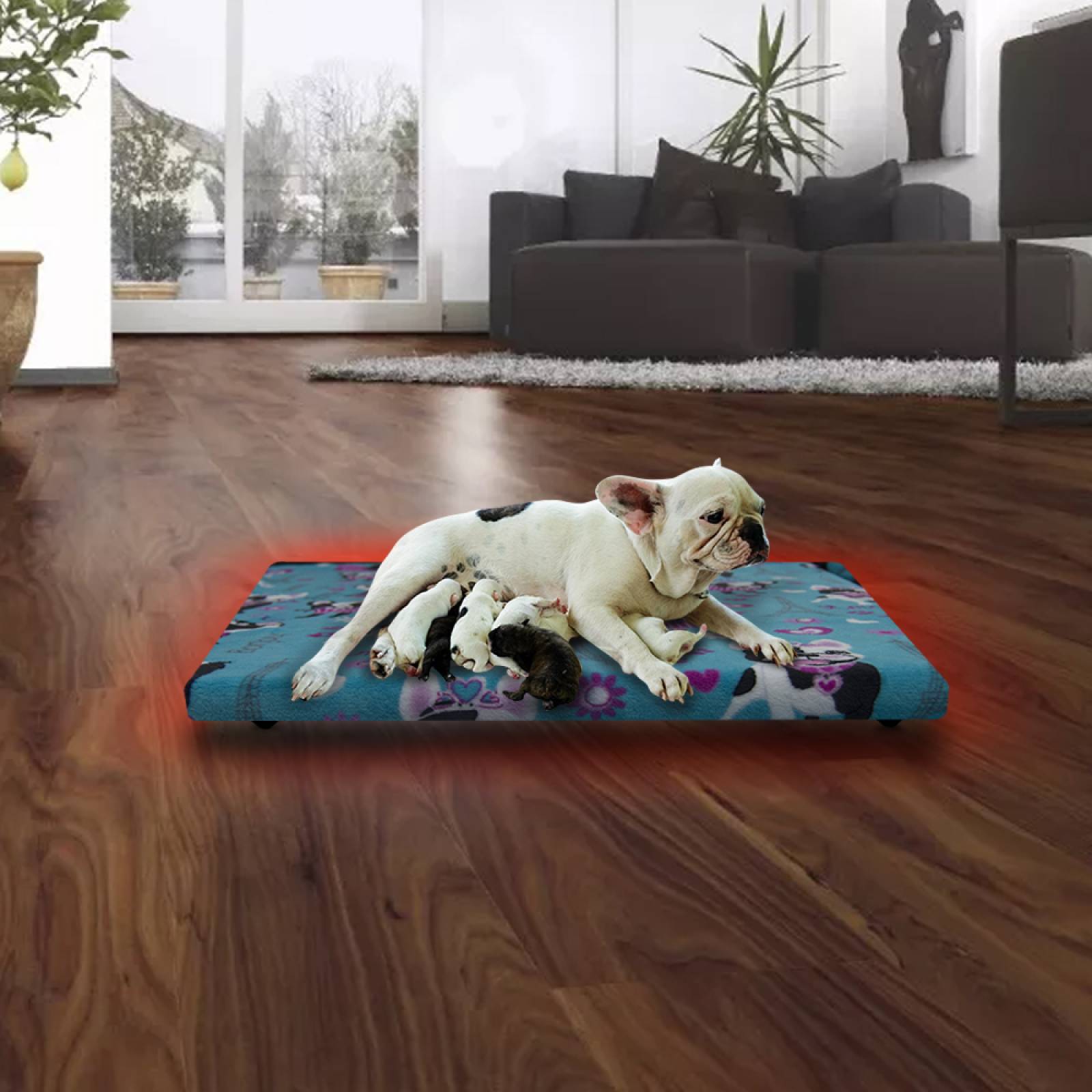 Cama Calefaccionada para Perros y Mascotas, Pet Wave Pet Lover French Dog de 32/48ºC 38/76W 50x40cm, Mod: 2CSPLFD
