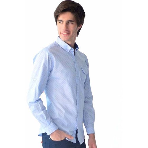Camisa de vestir casual Azul formal caballero S