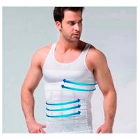 Camiseta Faja Hombre Slim Kit 2 Piezas Modeladora Invisible Par Blanca Mediana