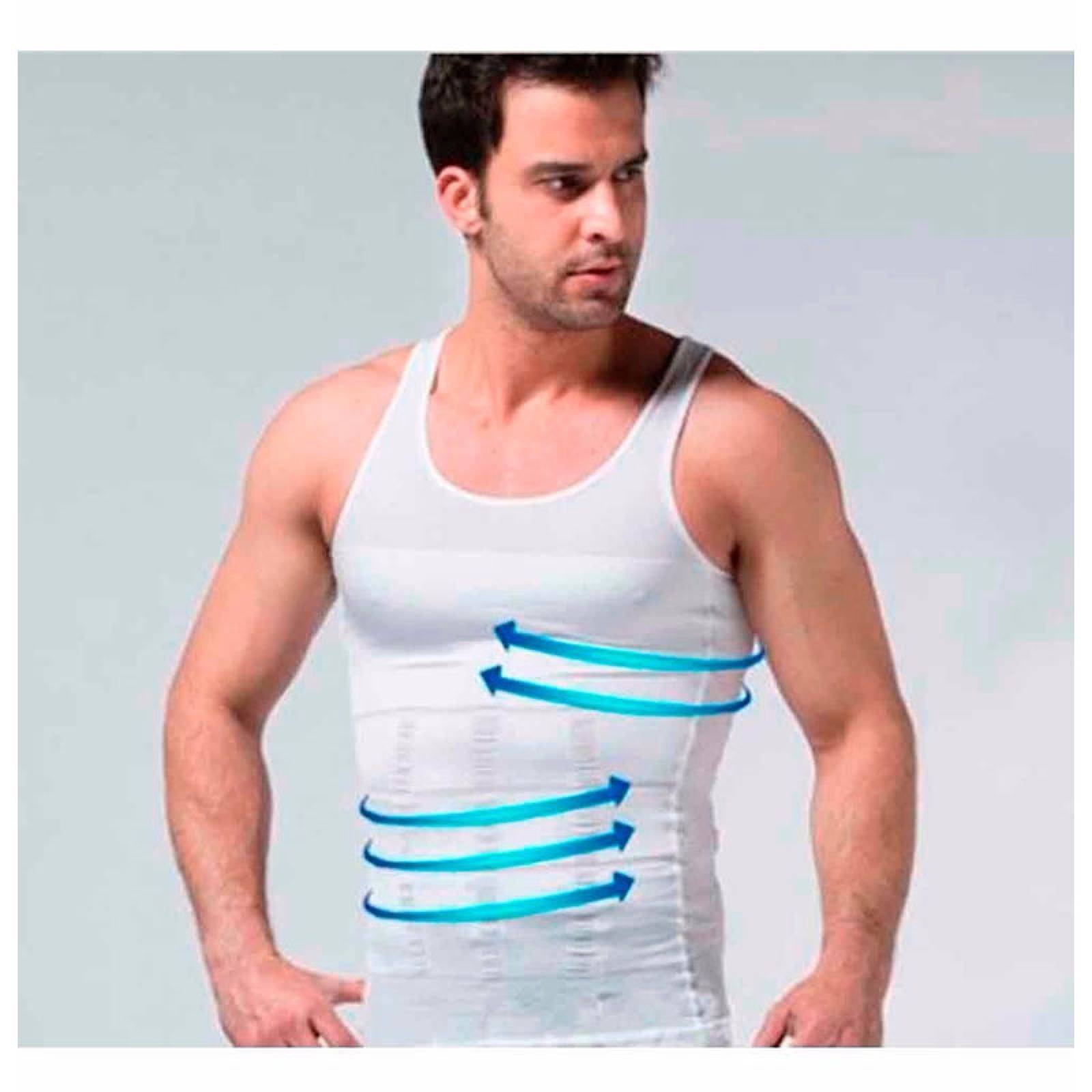 Camiseta Faja Hombre Slim Kit 2 Piezas Modeladora Invisible Par Blanca Mediana