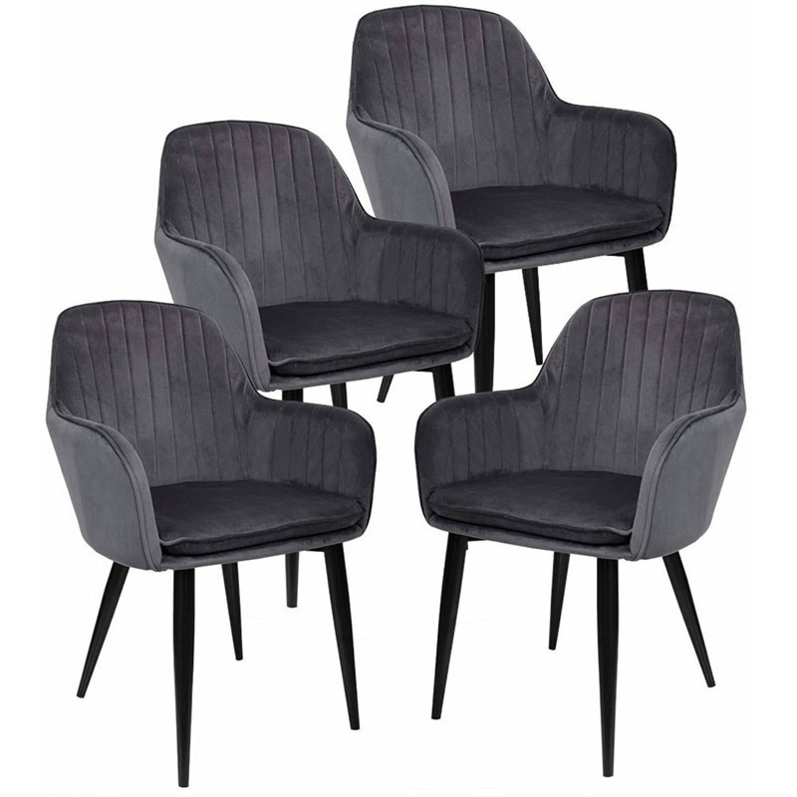 Sillon Eames Kit Sillones Tapizados  4 Sillas Vintage Cafeteria Comedor Gris