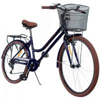 Bicicleta Vintage 6 Velocidades Freno De Mano Rodada 26 Canastilla Bici Urbana Retro Negra