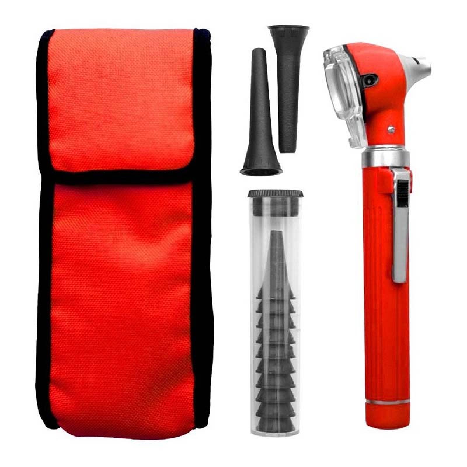 Otoscopio Medico Luz Led Fibra Optica Hospital Hospitalario Rojo