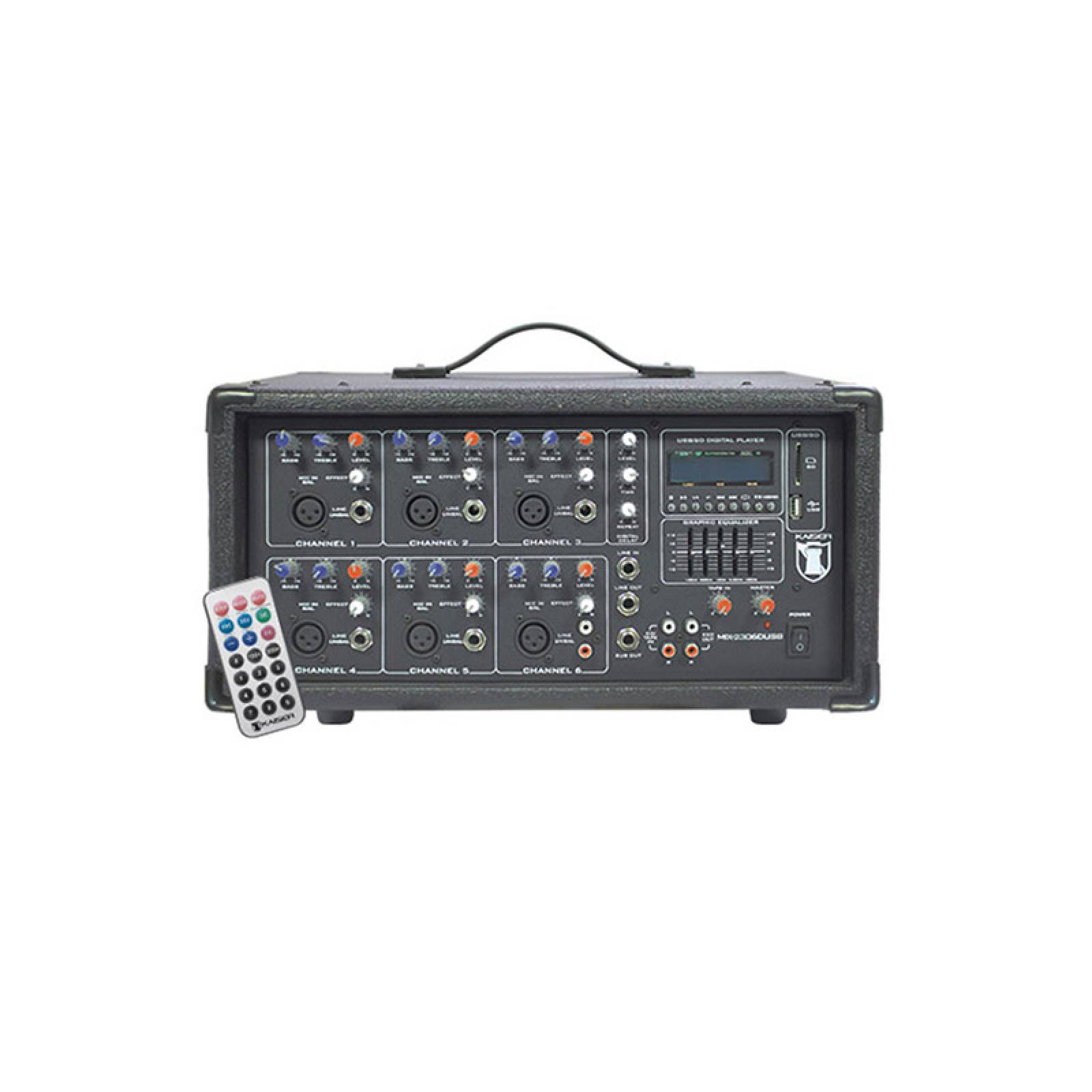 Consola amplificada 6 canales con Bluetooth USB y SD