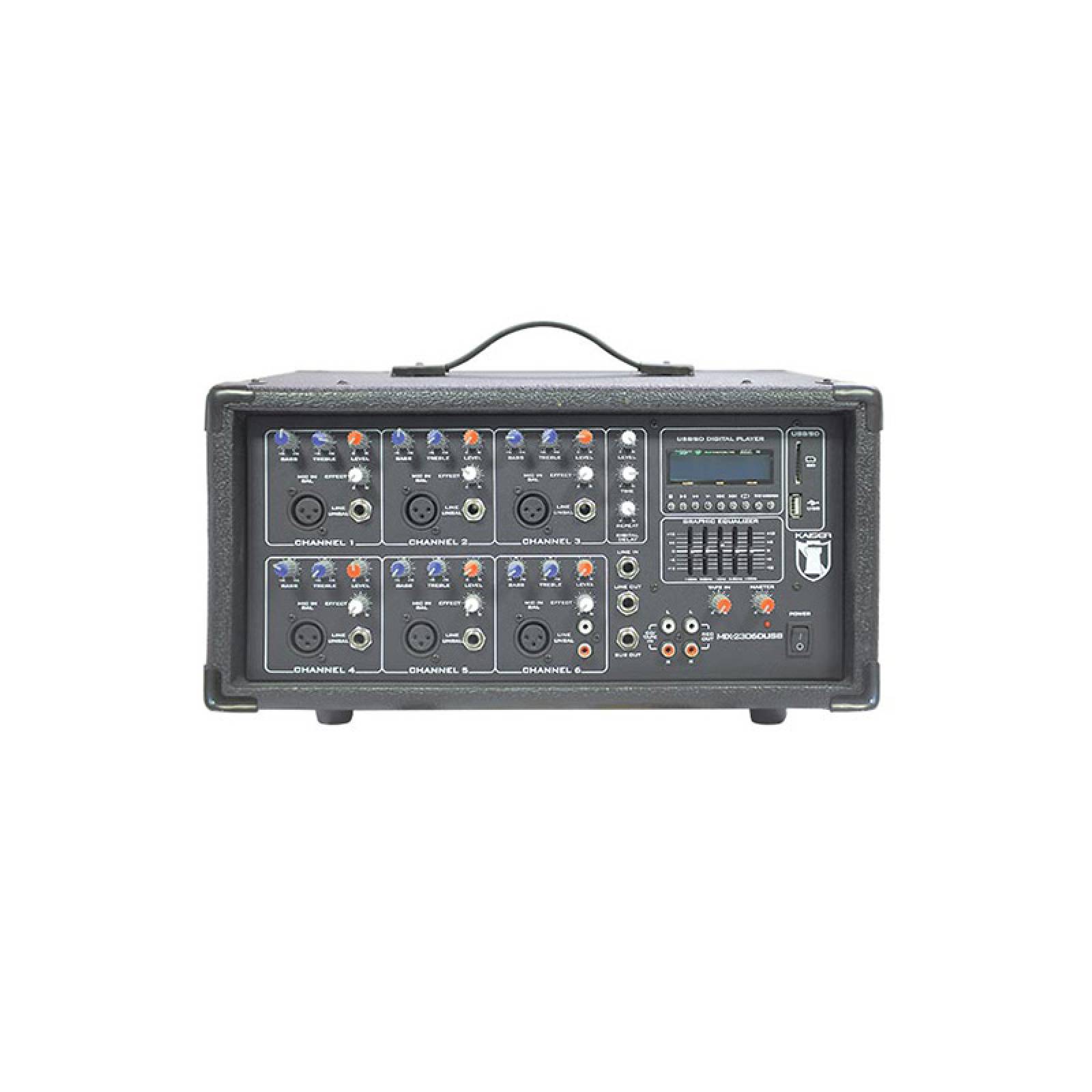 Consola amplificada 6 canales con Bluetooth USB y SD