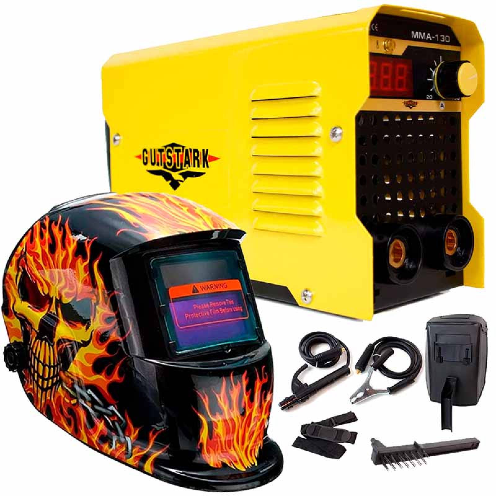 Soldadora Inversora Mini 130 A Maquina Para Soldar  Kit  Careta Electronica Calavera 110 V Gutstark
