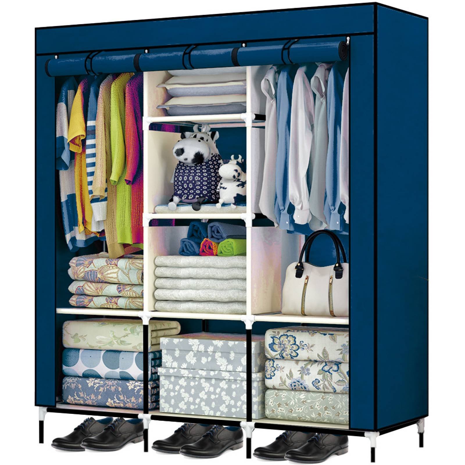 Organizador de ropa para colgar en el armario azul con 6 compartimientos -  Aliss