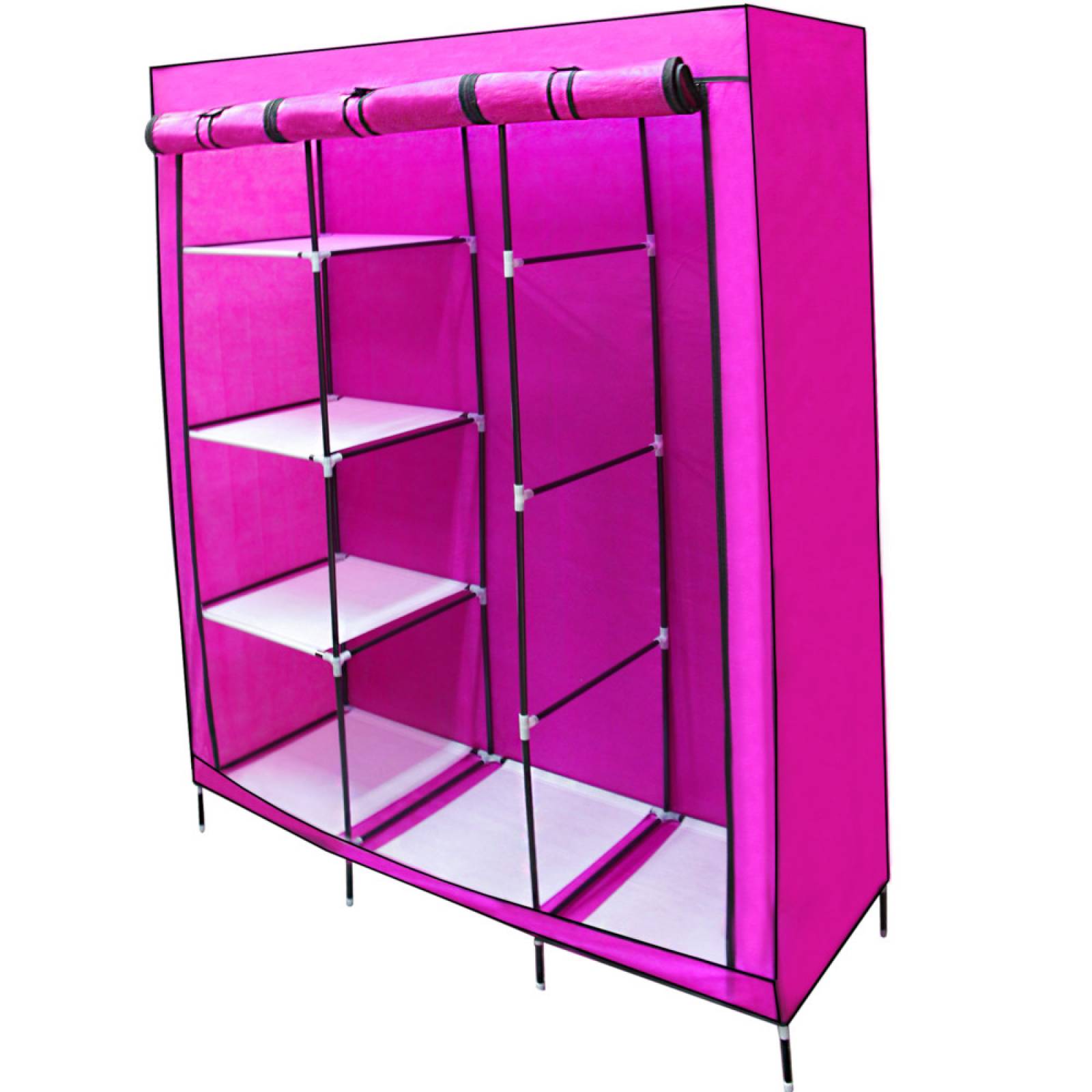 Closet Organizador Rack & Pack 3 Puertas Armario 6 Secciones Zapatera Rosa
