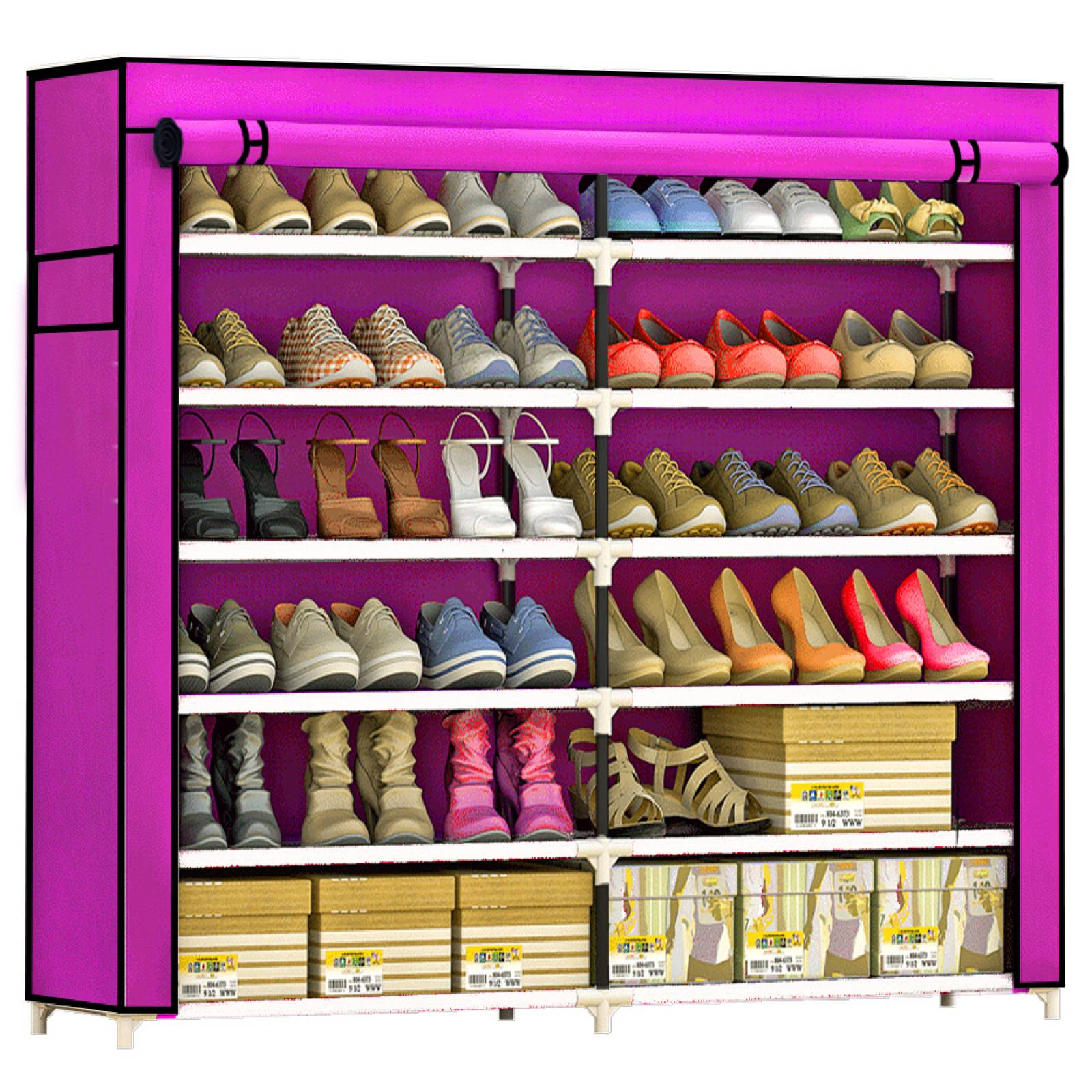 Zapatera Closet Organizador Zapatos 36 Pares Compartimientos Ropa Rosa