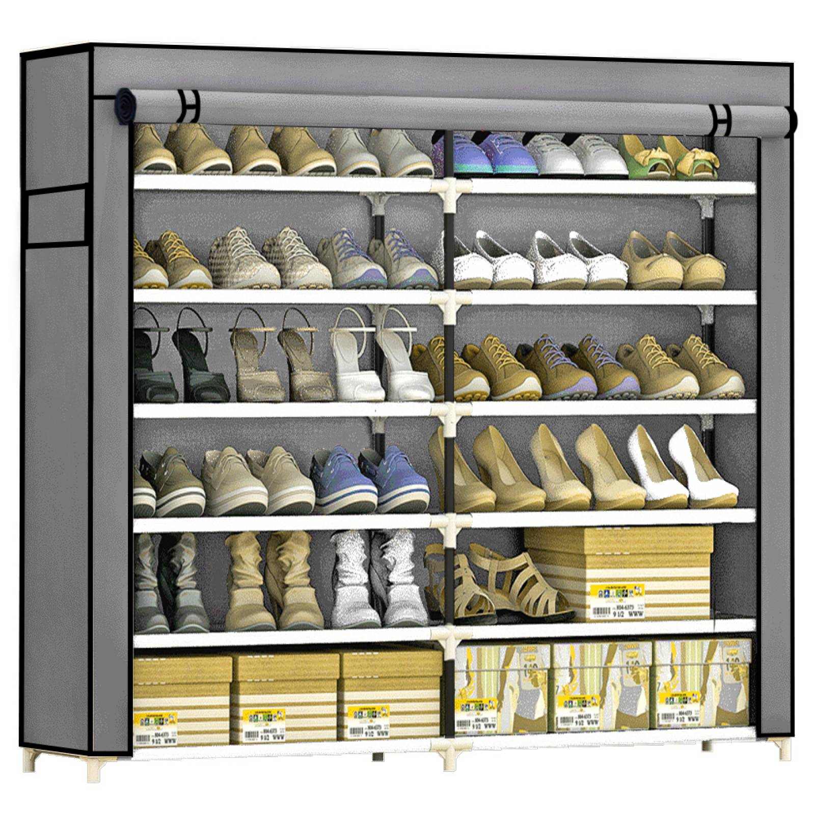 Zapatera Closet Organizador Zapatos 36 Pares Compartimientos Ropa Gris