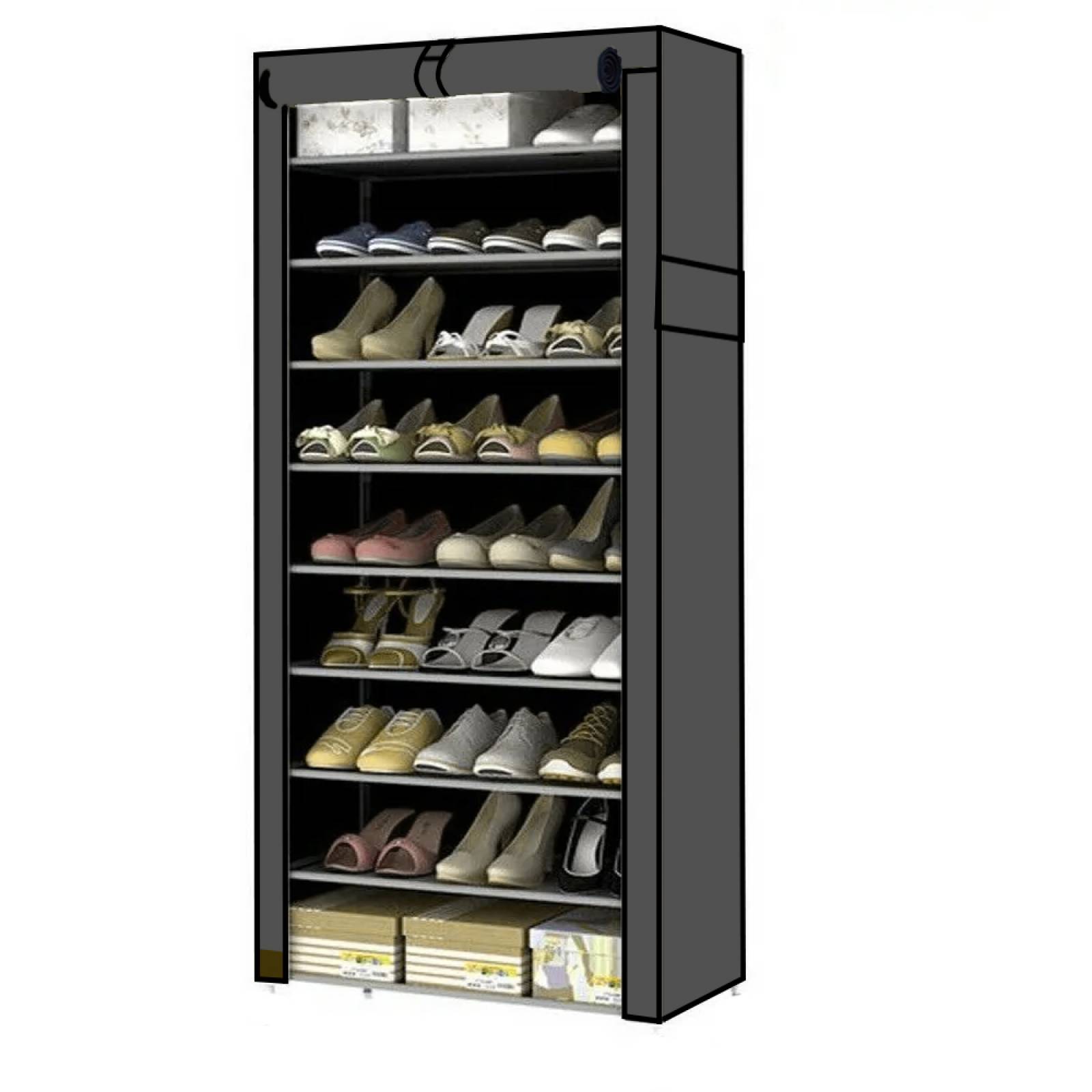 Zapatera 27 Pares Zapatos Organizador 9 Niveles Compartimientos Funda Gris 