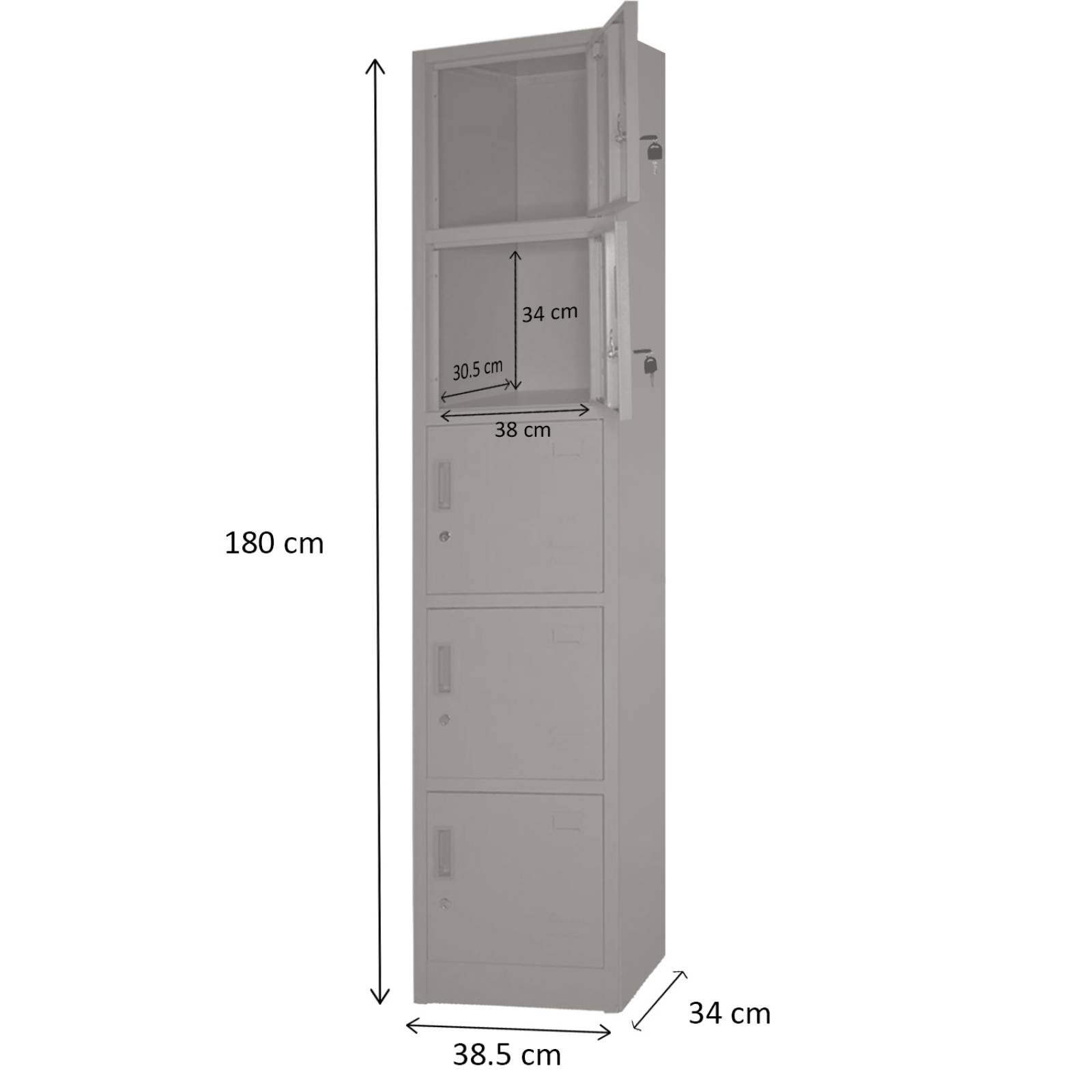 Locker Metalico 5 Puertas Casillero Oficina Industrial Chapa 39 x 34 x 180 cm Estante Gutstark