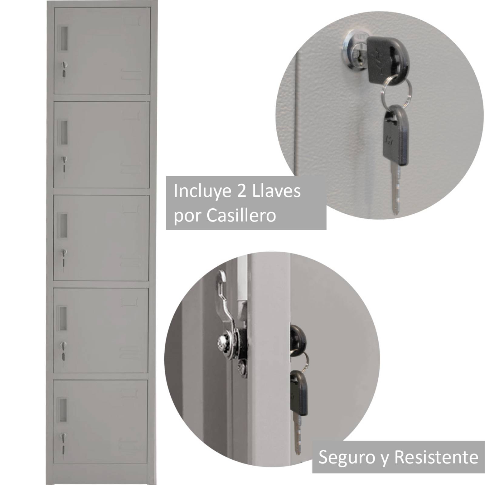 Locker Metalico 5 Puertas Casillero Oficina Industrial Chapa 39 x 34 x 180 cm Estante Gutstark